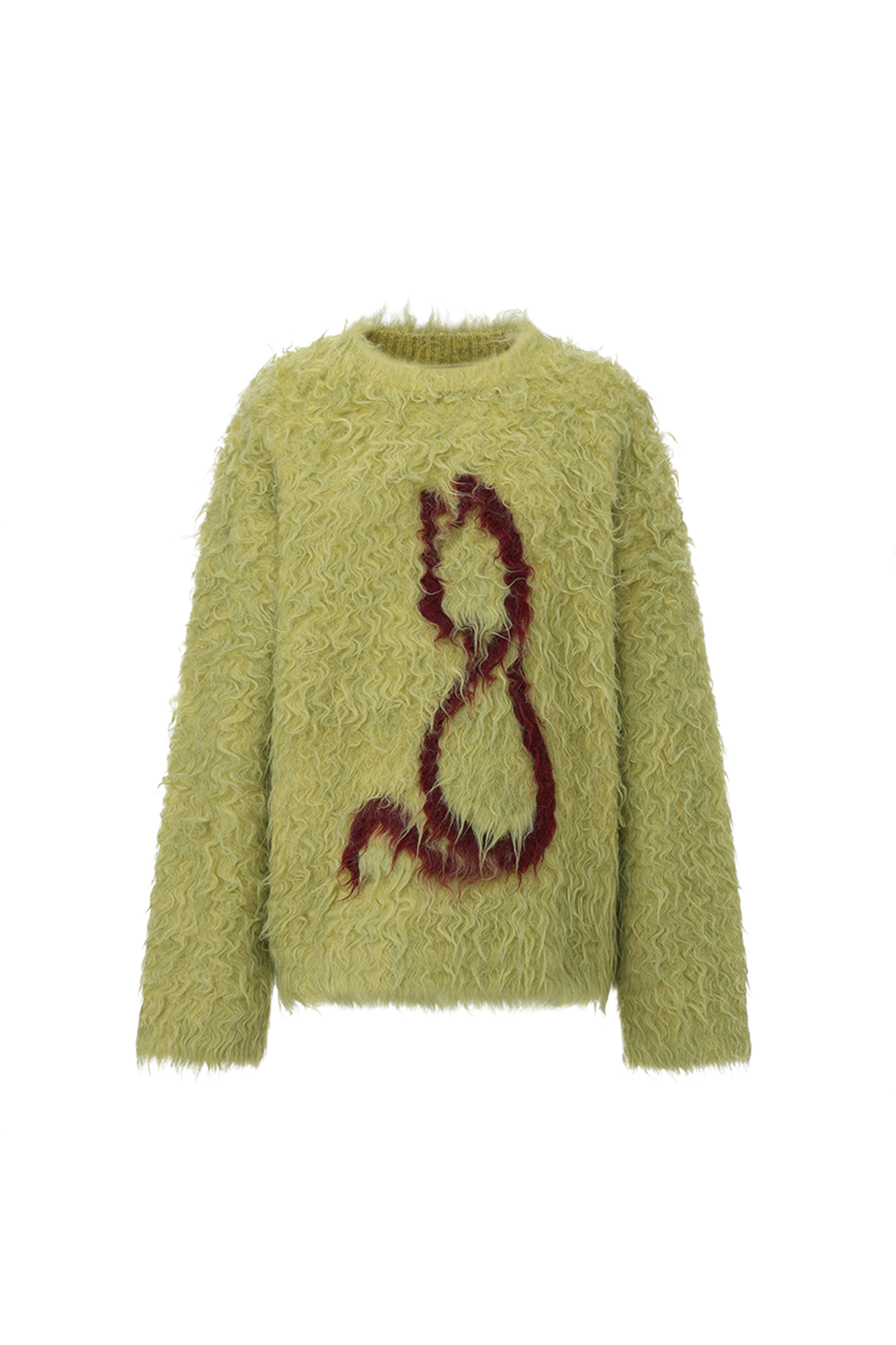 VANN VALRENCE Fuzzy Cat Intarsia Mohair Sweater