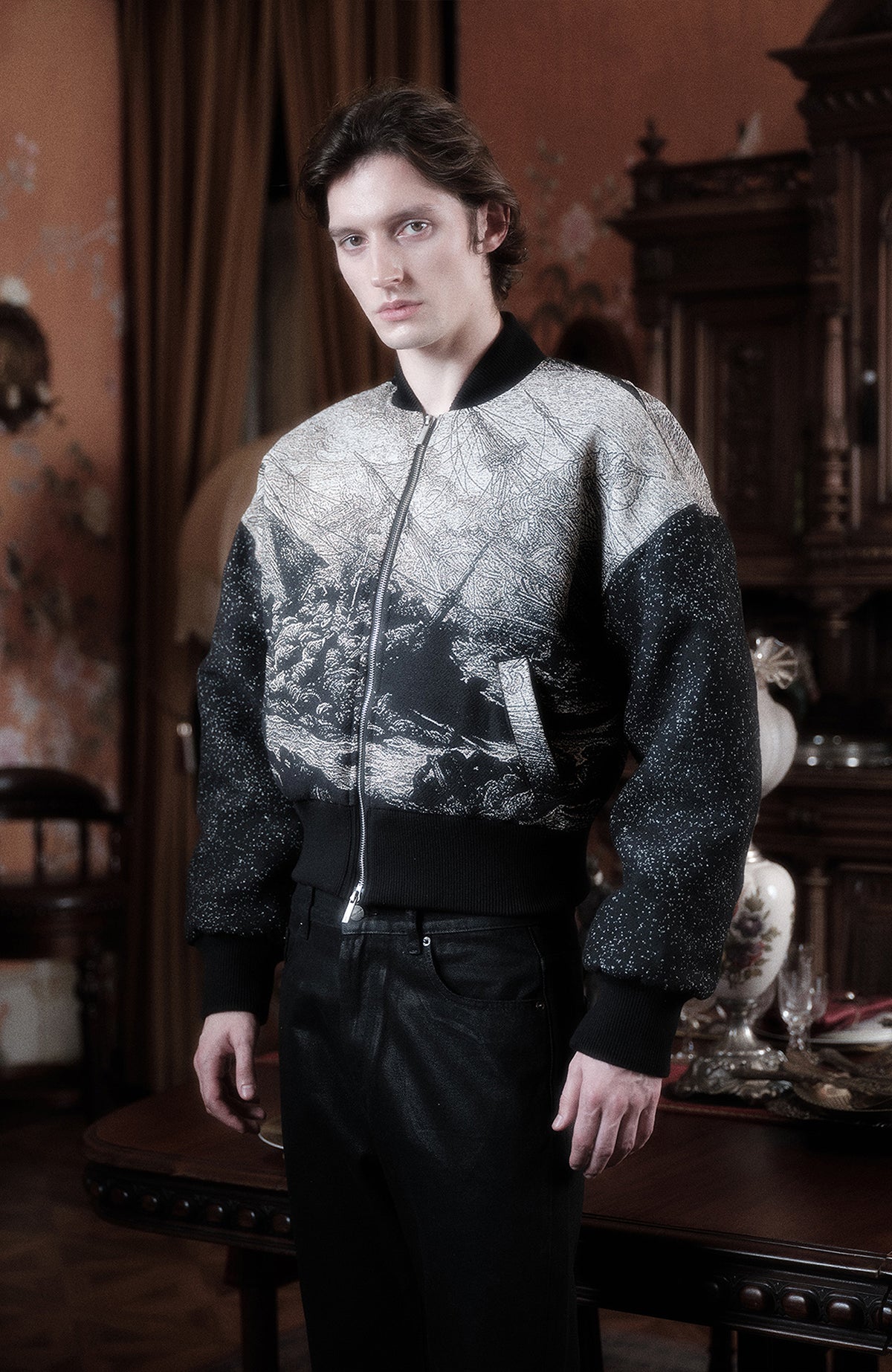 WANNA LAB Leviathan Embroidered Jacquard Bomber Jacket