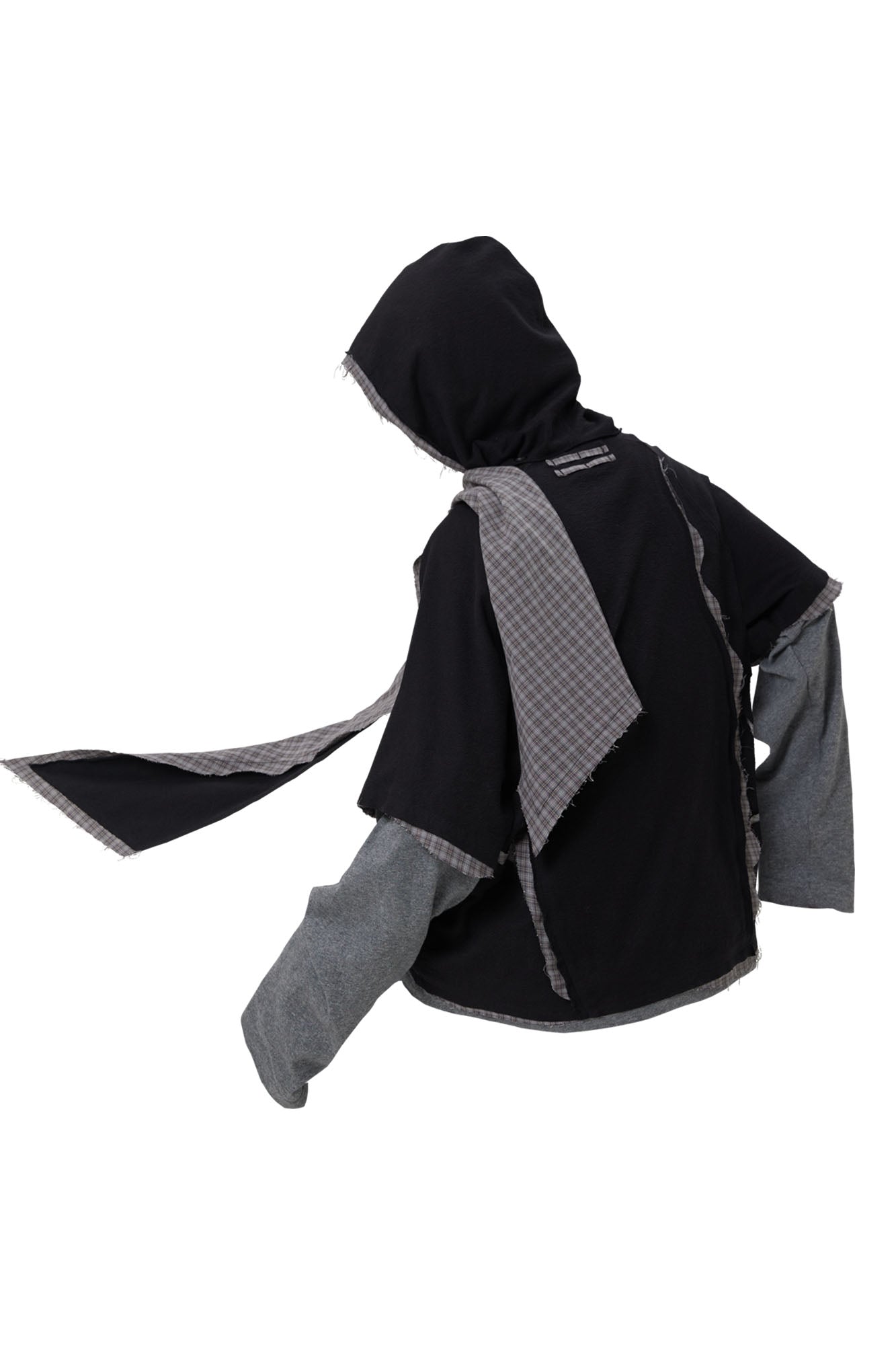 RELABEL Detachable Snood Hood Spliced Long-Sleeve Tee