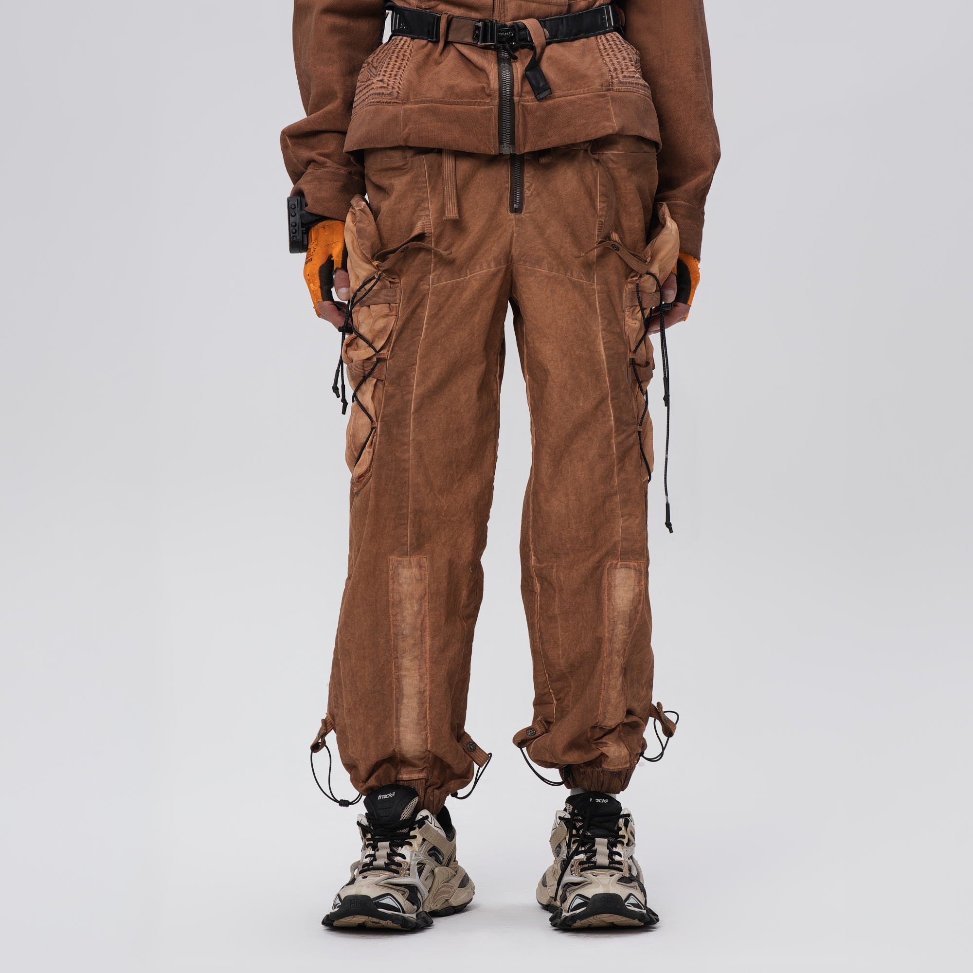 STEAM Washed Multi-Pocket Detachable Waist Bag Cargo Pants