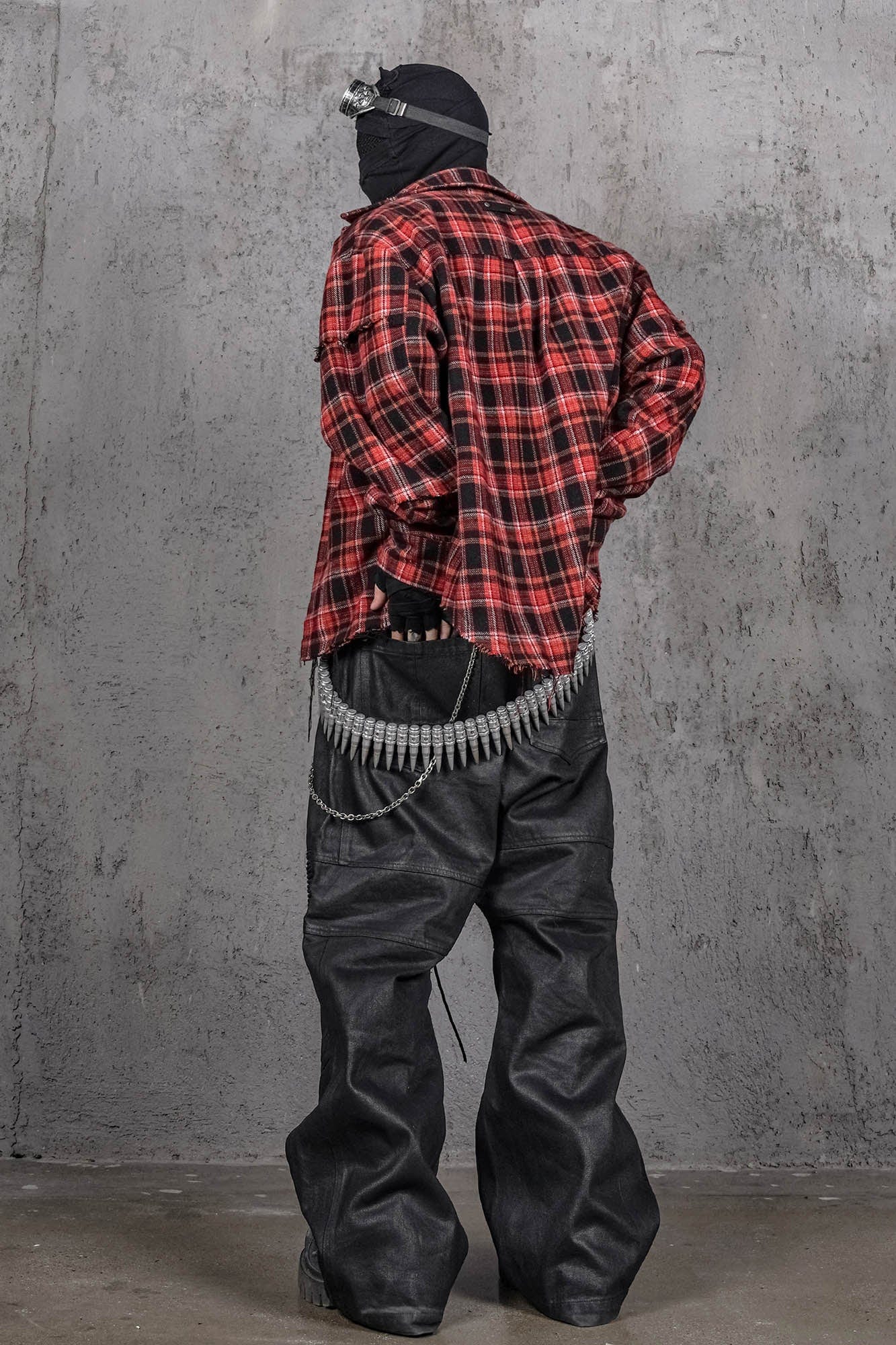 UNDERWATER Crimson Ruin Distressed Plaid Shirt Jacket