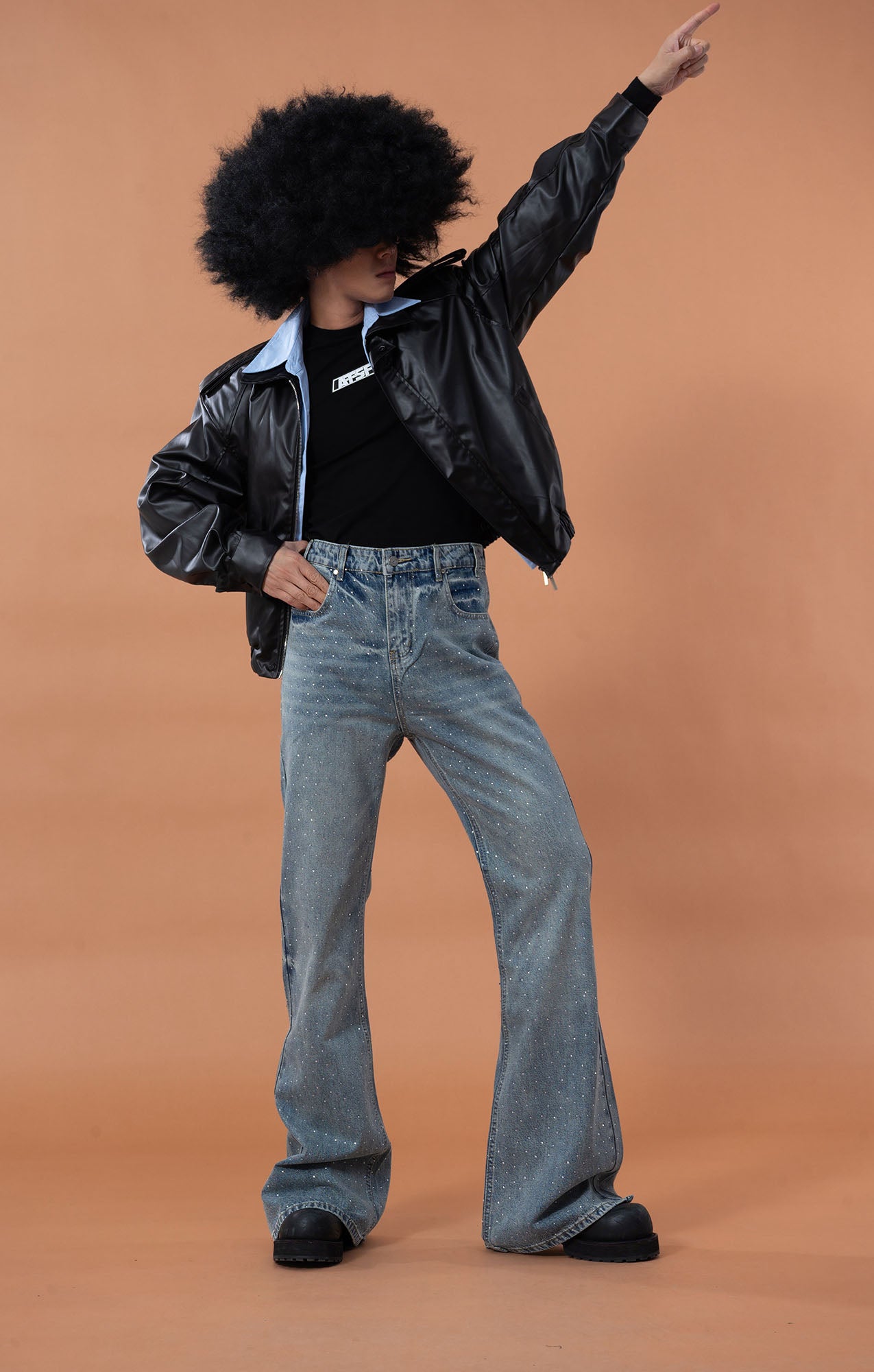 CLP Contrast Layer PU Cropped Moto Jacket, premium urban and streetwear designers apparel on PROJECTISR.com, CLP