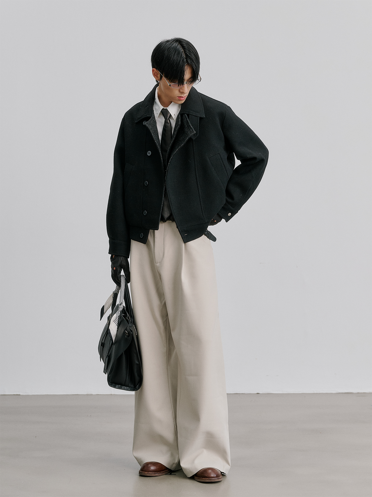 CATSSTAC Retro Wool-Blend Asymmetric Double-Placket Jacket