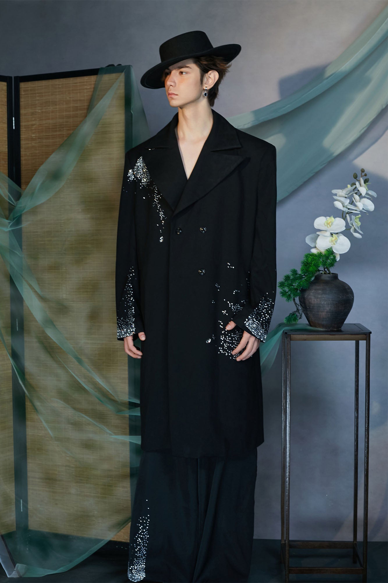 JIECHI Diamond Structured Overcoat, premium urban and streetwear designers apparel on PROJECTISR.com, JIECHI