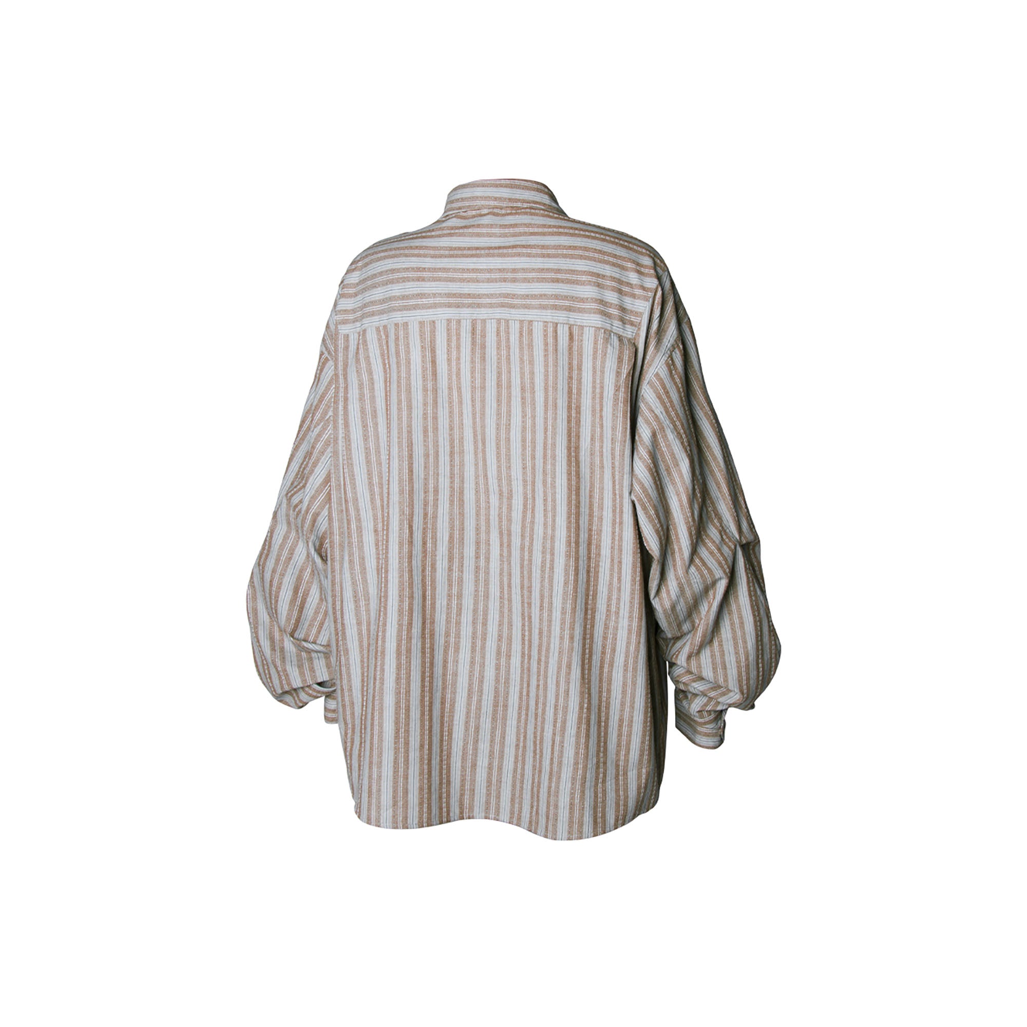 RELABEL Stripe Button-Up Oversized Shirt Brown, premium urban and streetwear designers apparel on PROJECTISR.com, RELABEL
