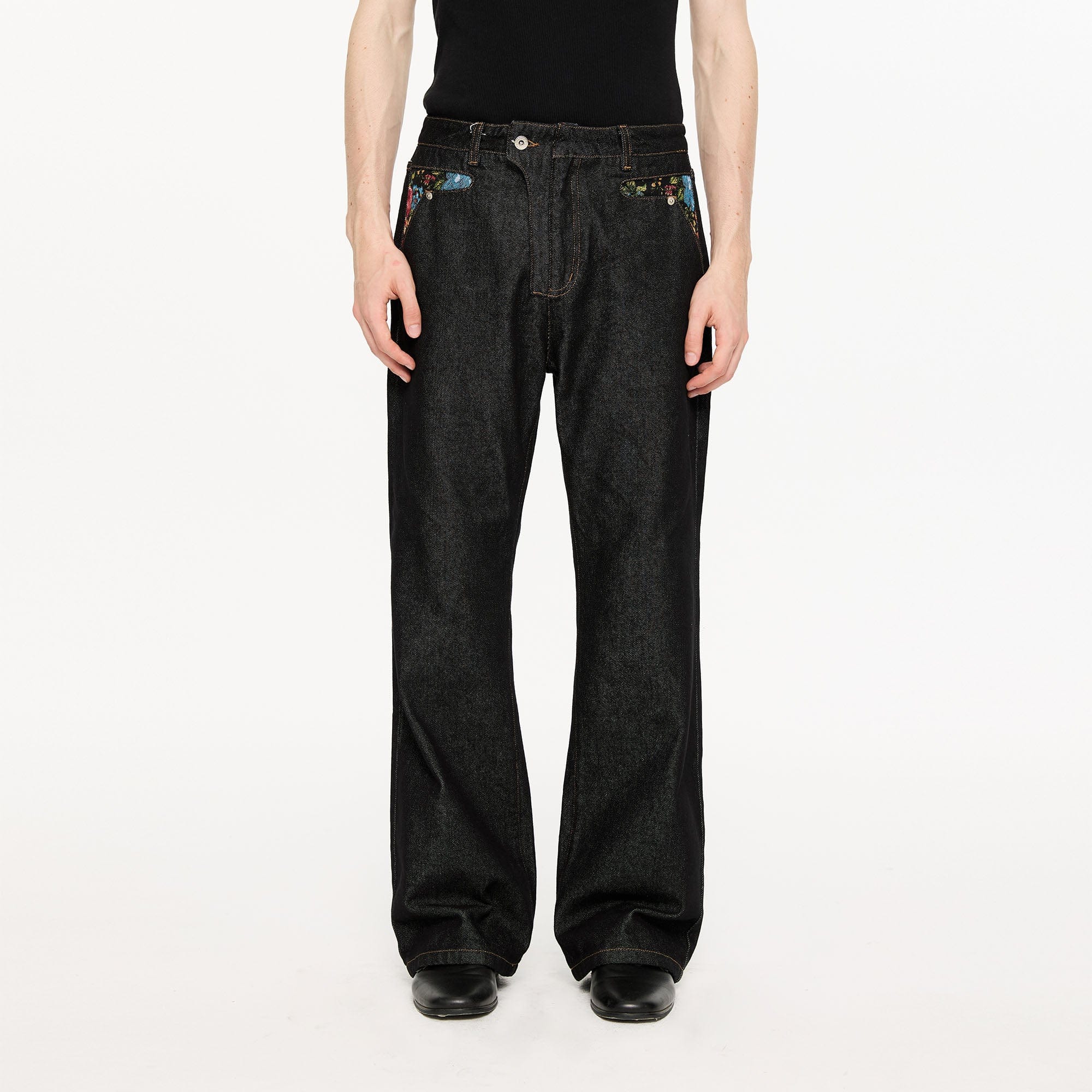 KREATE Floral Lined Stitched Jeans, premium urban and streetwear designers apparel on PROJECTISR.com, KREATE