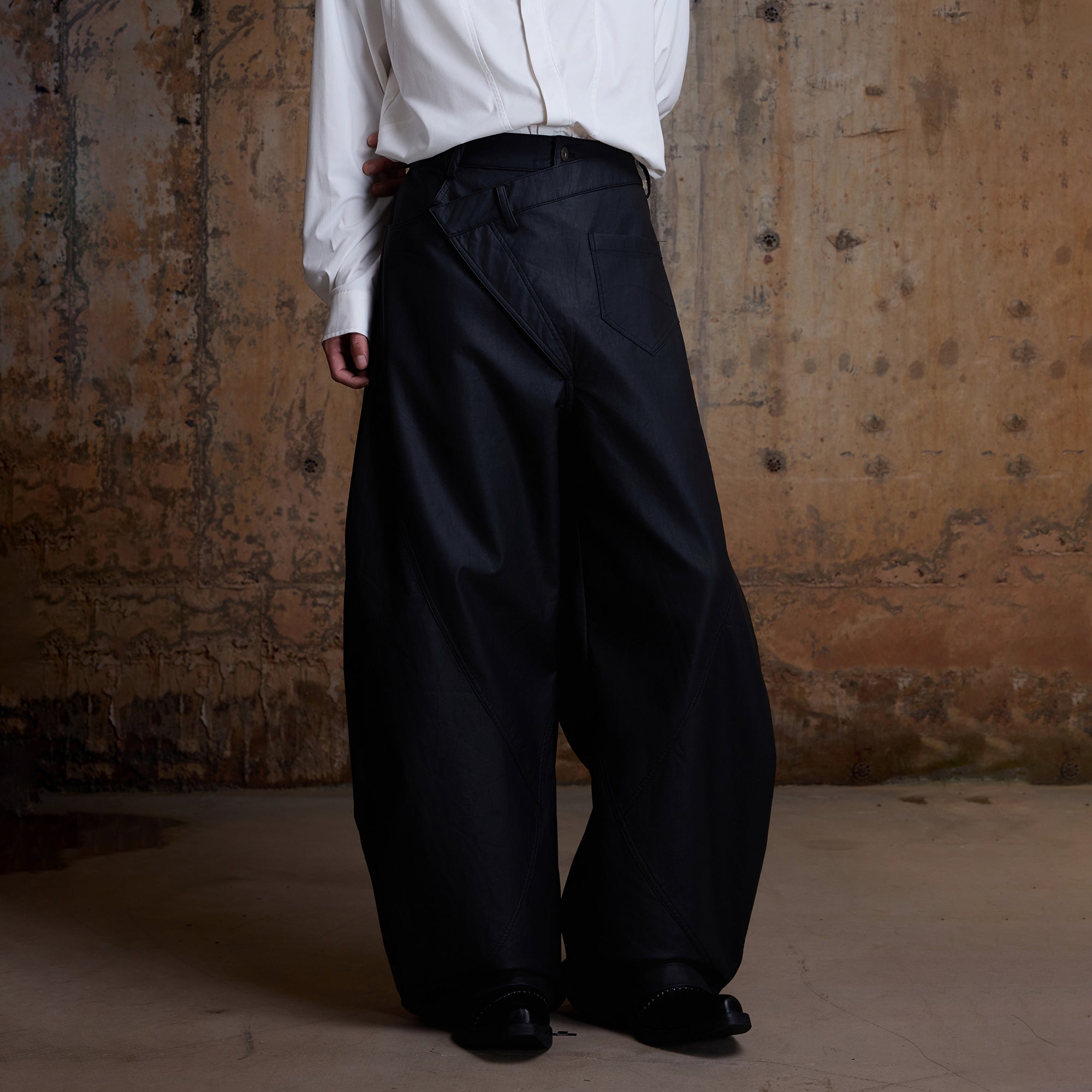 2000RSK Asymmetrical Spliced Sculptural Curved Trousers