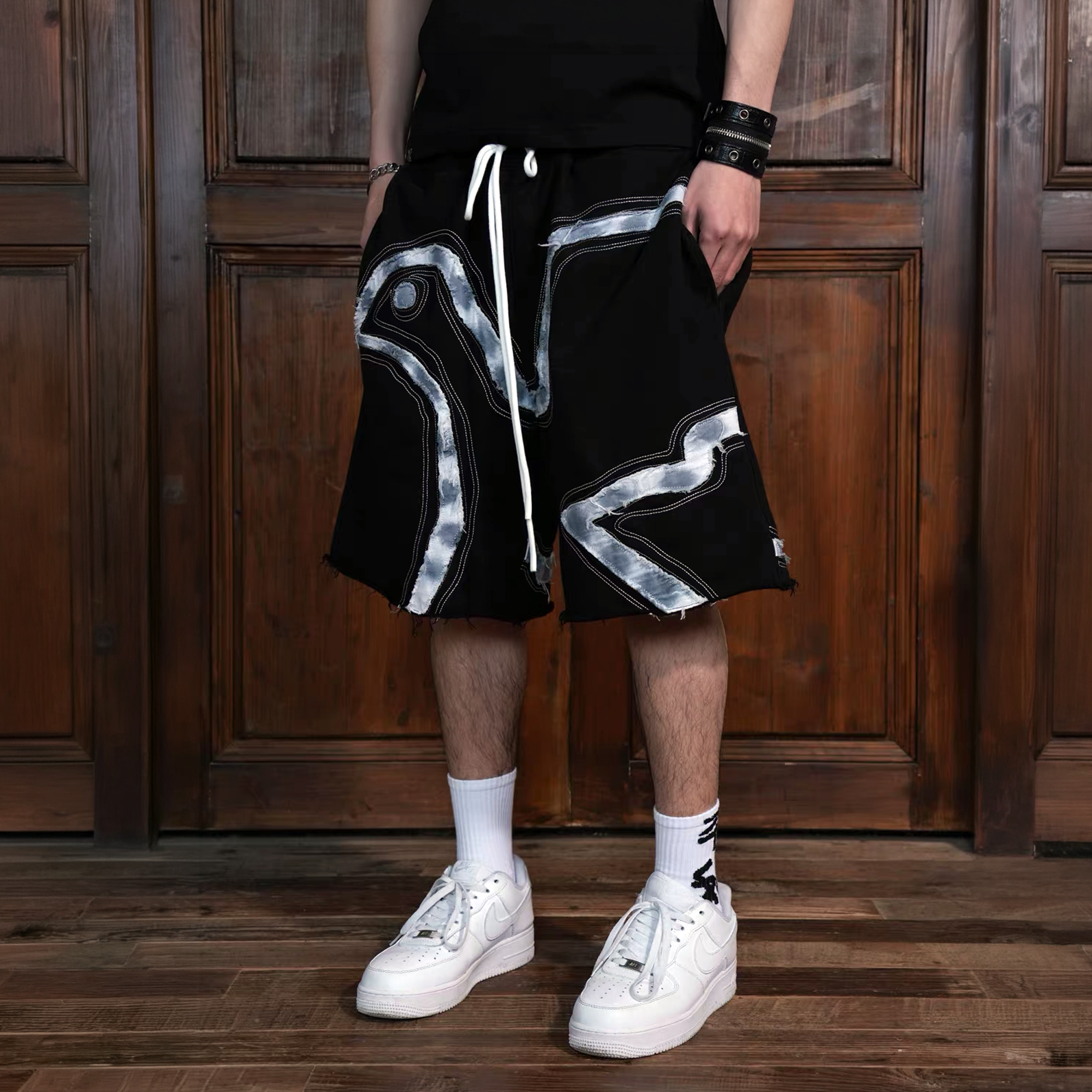 VINKID Dove Patch Drawstring Shorts