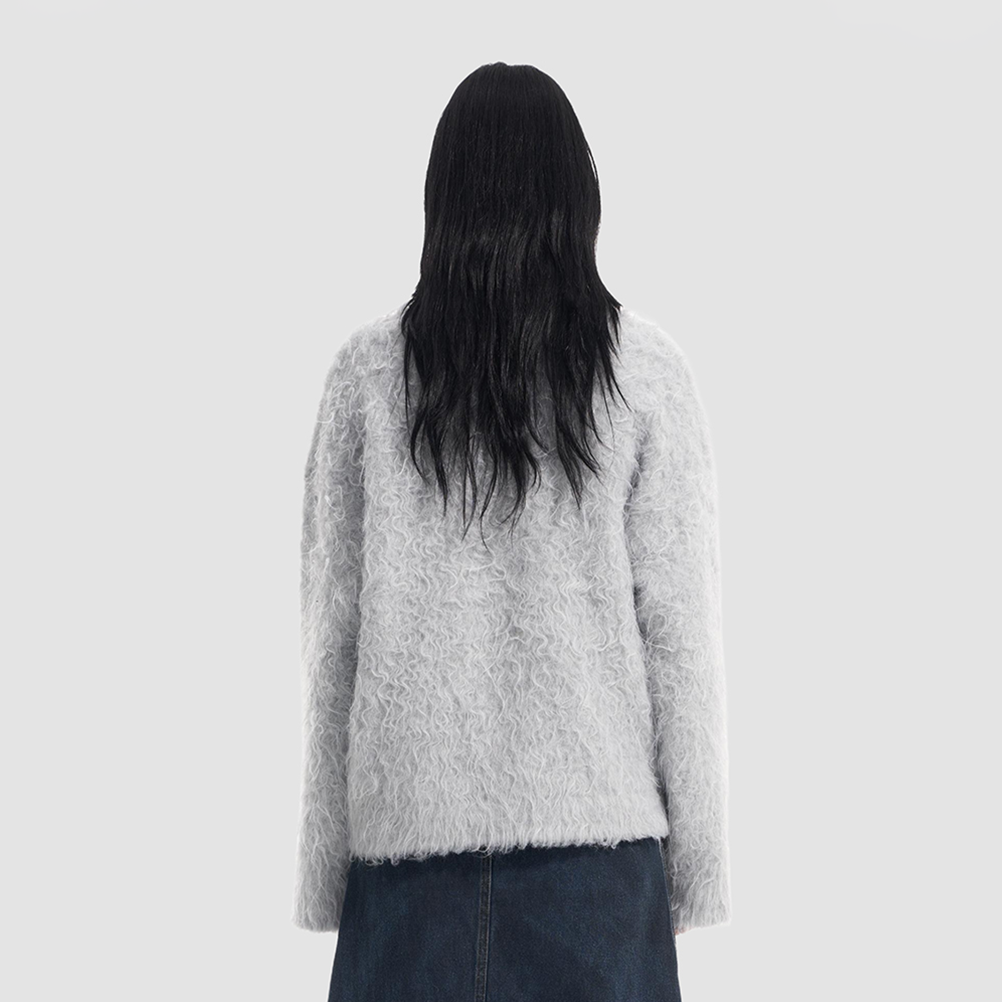 VANN VALRENCE Fuzzy Cat Intarsia Mohair Sweater