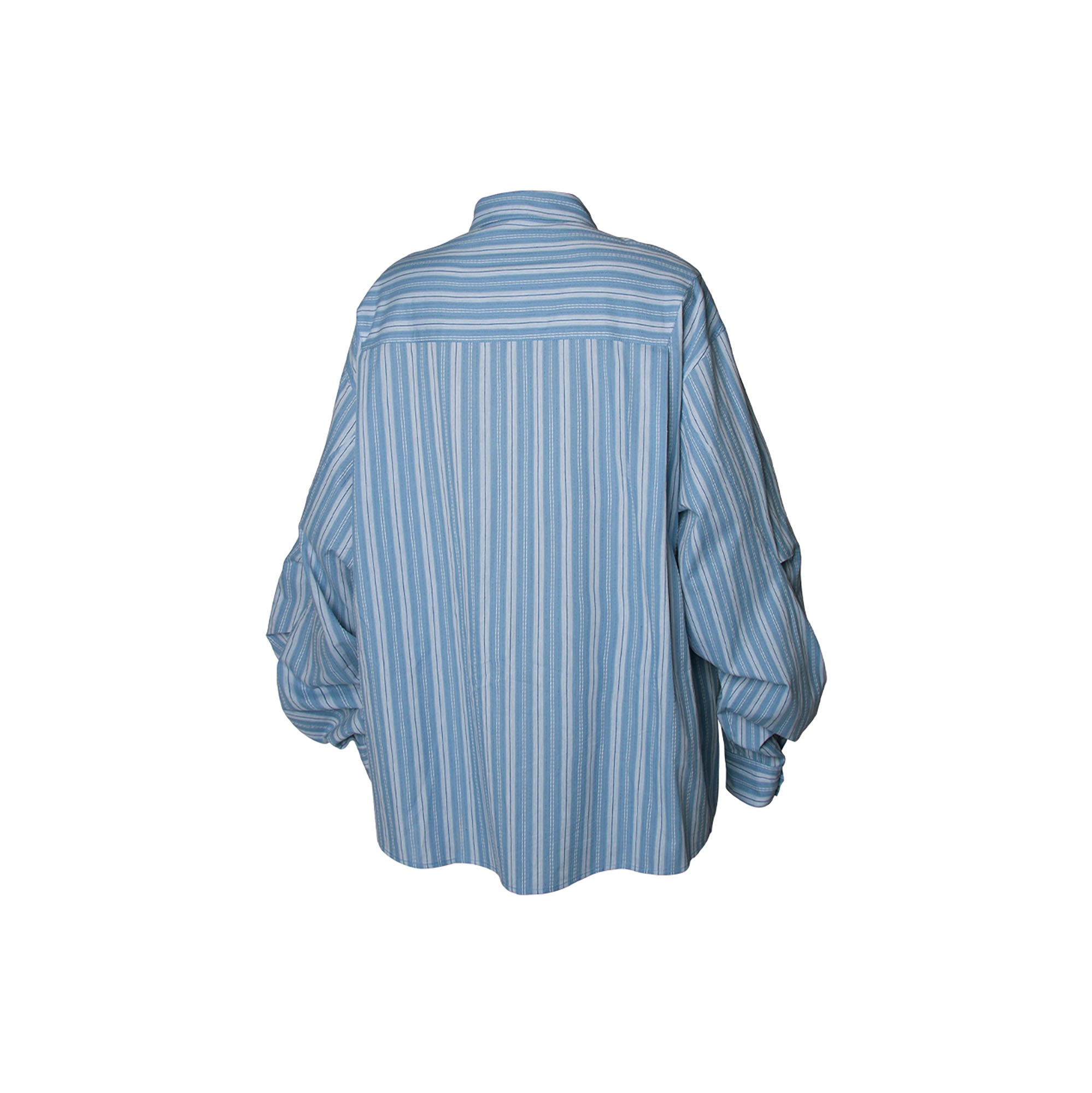 RELABEL Stripe Button-Up Oversized Shirt Blue, premium urban and streetwear designers apparel on PROJECTISR.com, RELABEL