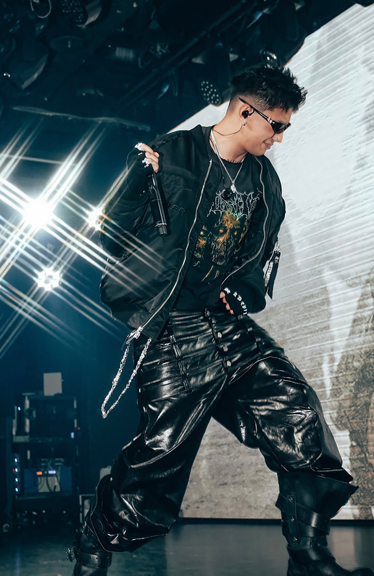 REBEL WAVE Multi-Waist Faux Leather Curved Pants