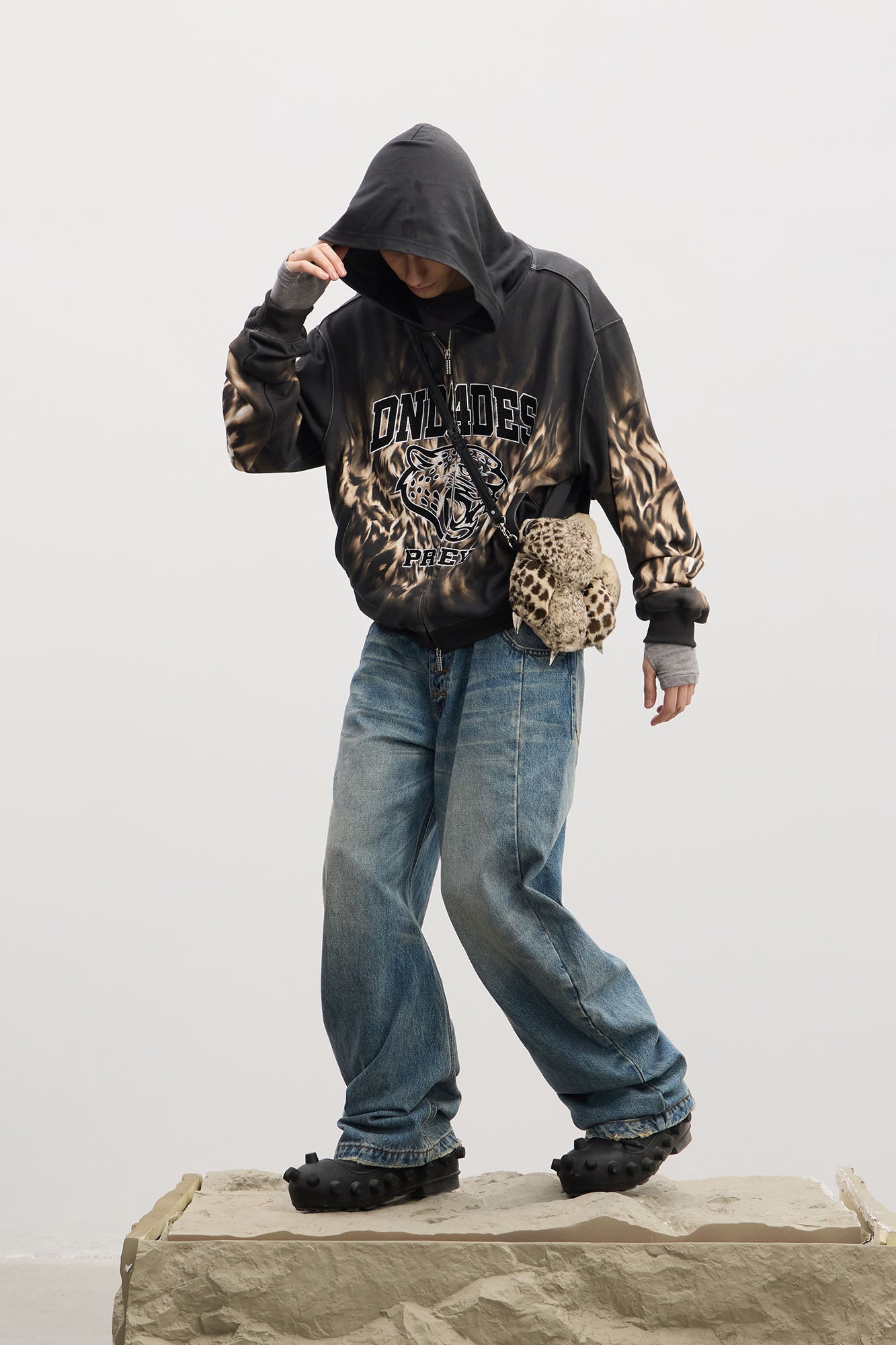 DND4DES Washed Button-Up Balloon-Leg Jeans, premium urban and streetwear designers apparel on PROJECTISR.com, DND4DES