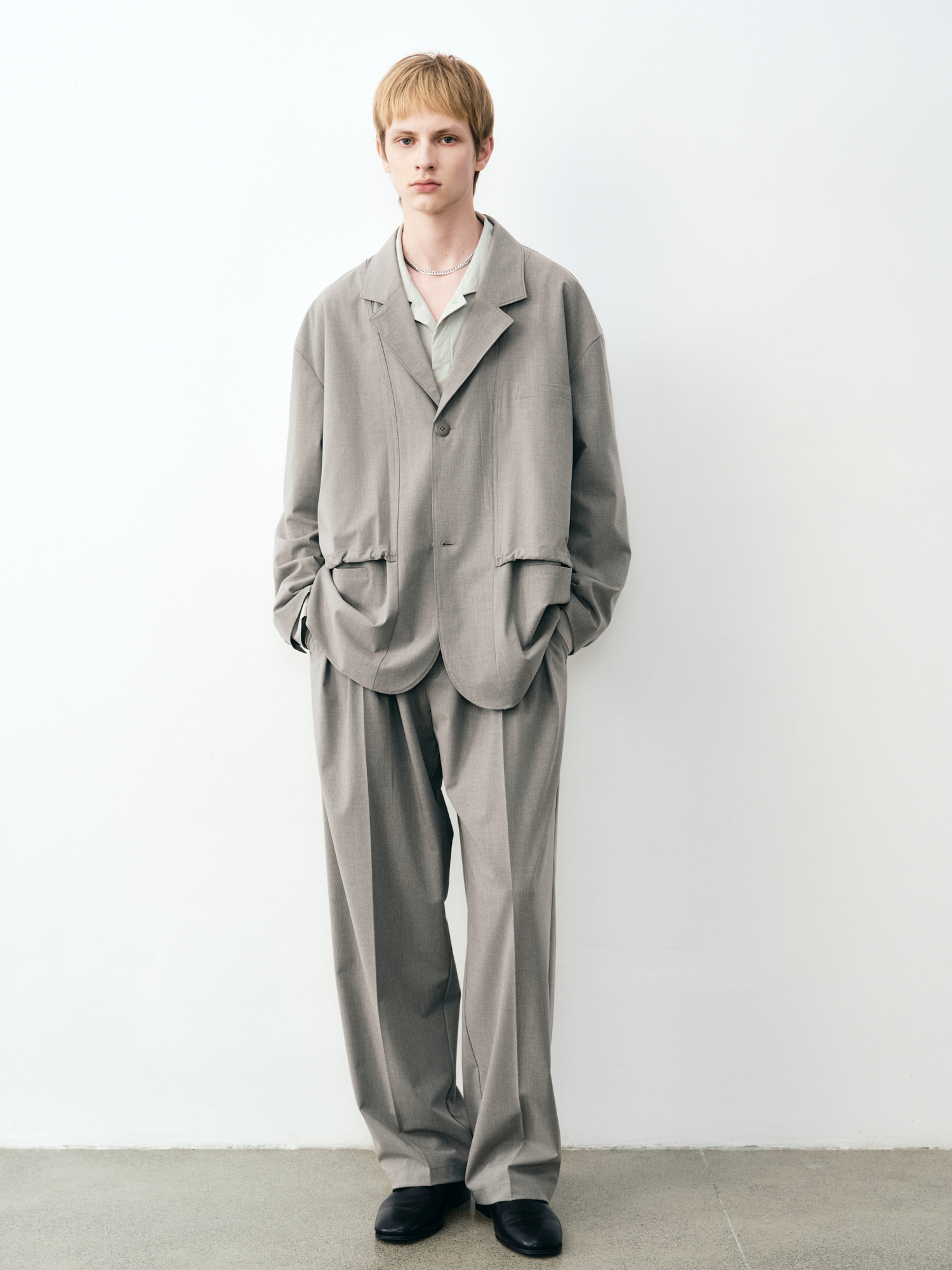 GRAINMUSTARD Wool Blend Double-Pleated Trousers