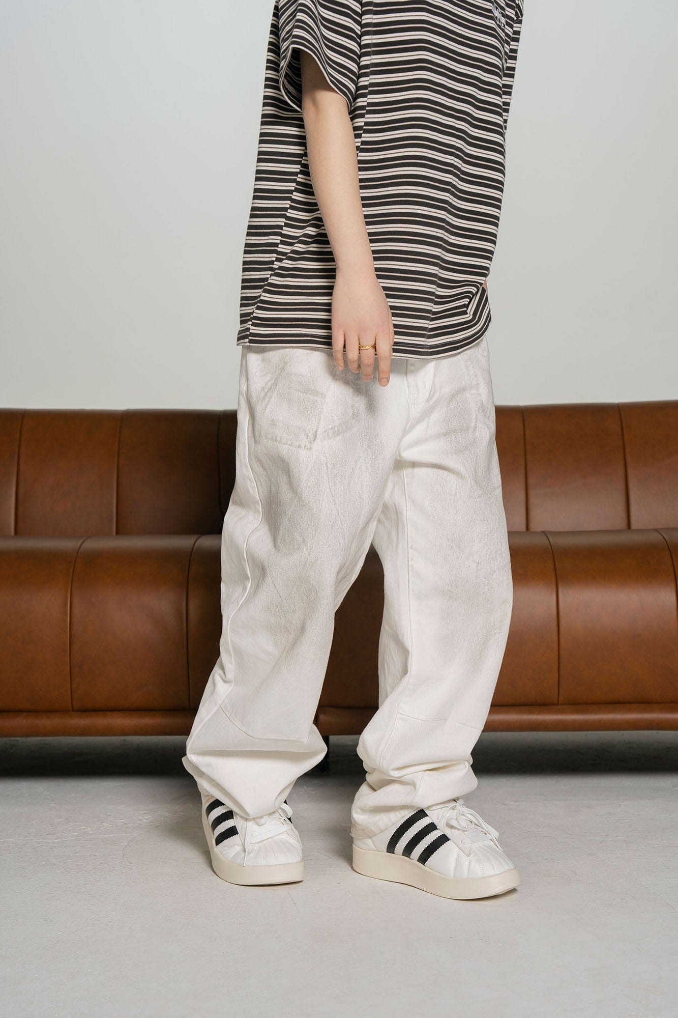 MAKEMORE Dirty-Fit Wide-Leg Denim Pants, premium urban and streetwear designers apparel on PROJECTISR.com, MAKEMORE