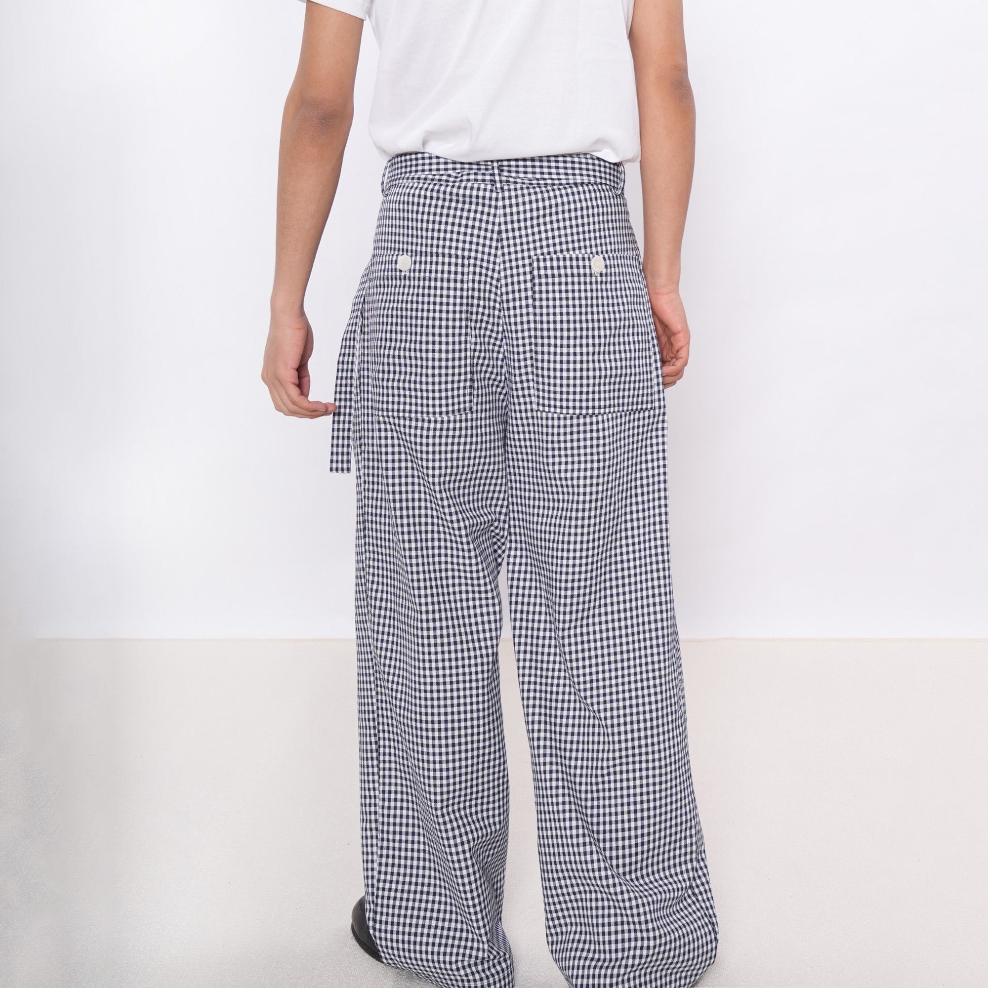 7440 37 1 Check Double-Pleat Wide-Leg Pants, premium urban and streetwear designers apparel on PROJECTISR.com, 7440 37 1
