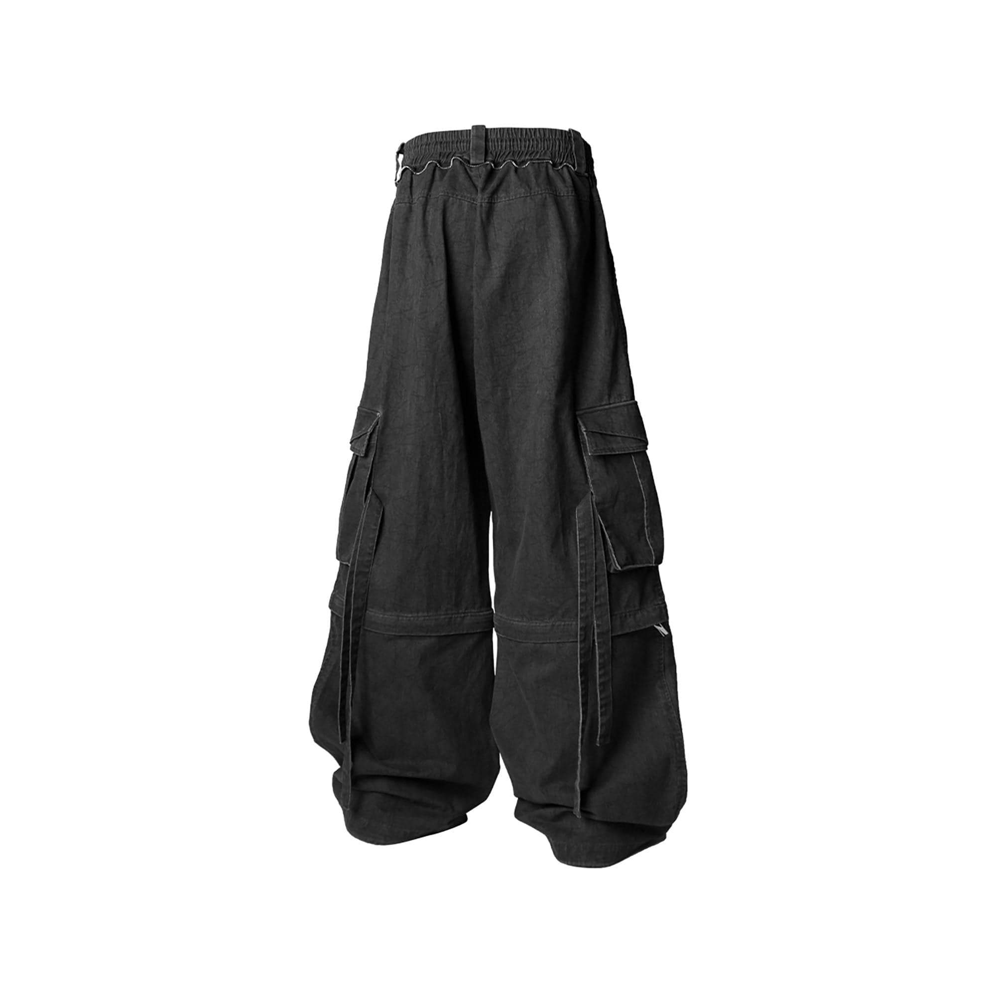 RELABEL Detachable Beaded Drawstring Cargo Black, premium urban and streetwear designers apparel on PROJECTISR.com, RELABEL