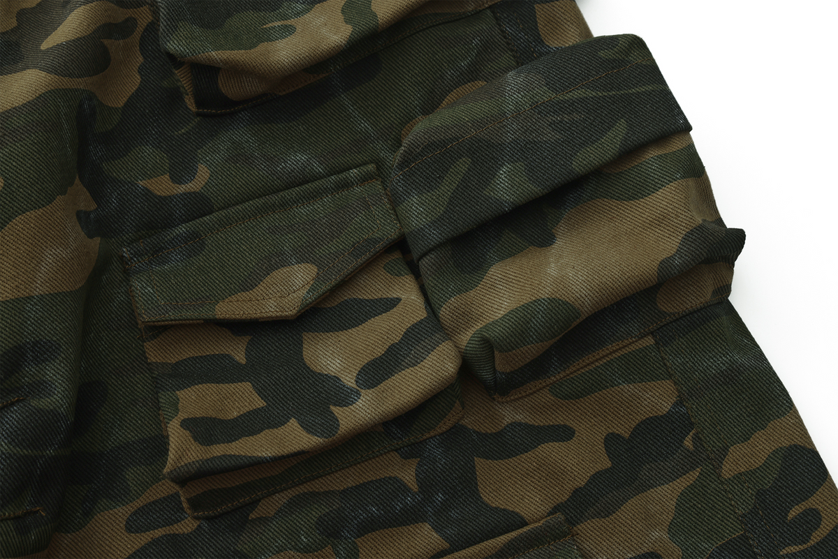 ARDENCODE Camo Multi-Pocket Wide-Leg Cargo Pants, premium urban and streetwear designers apparel on PROJECTISR.com, ARDENCODE