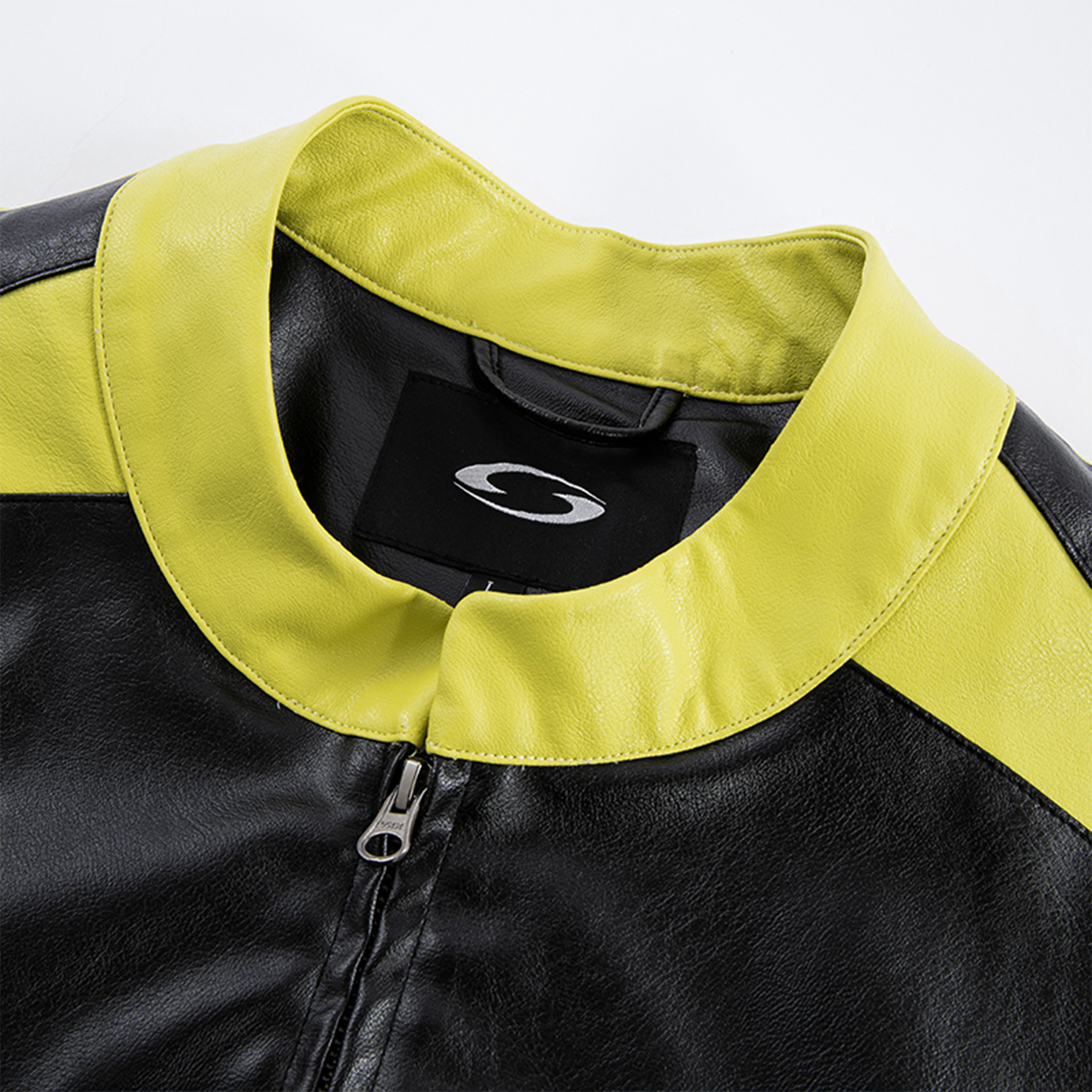 F2CE Contrast Panel Embroidered Moto Jacket