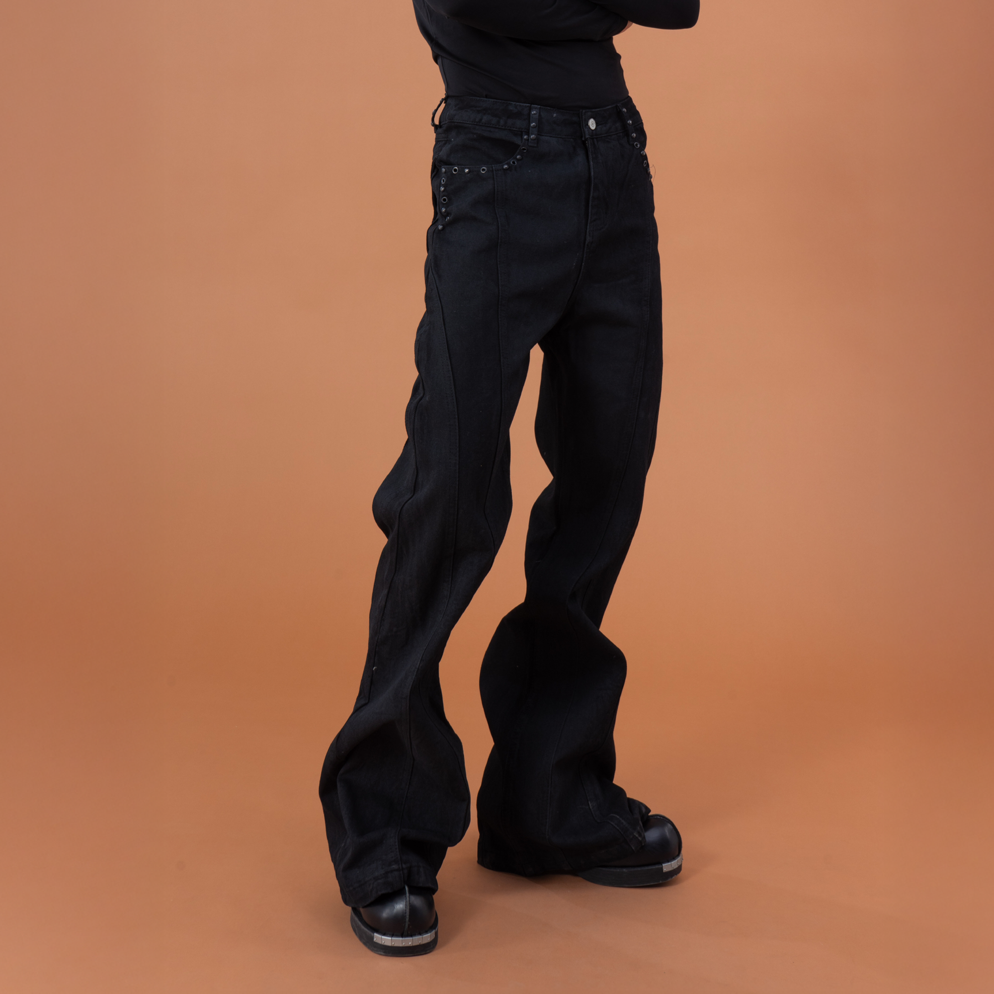 CLP Panel Studded Flared Jeans