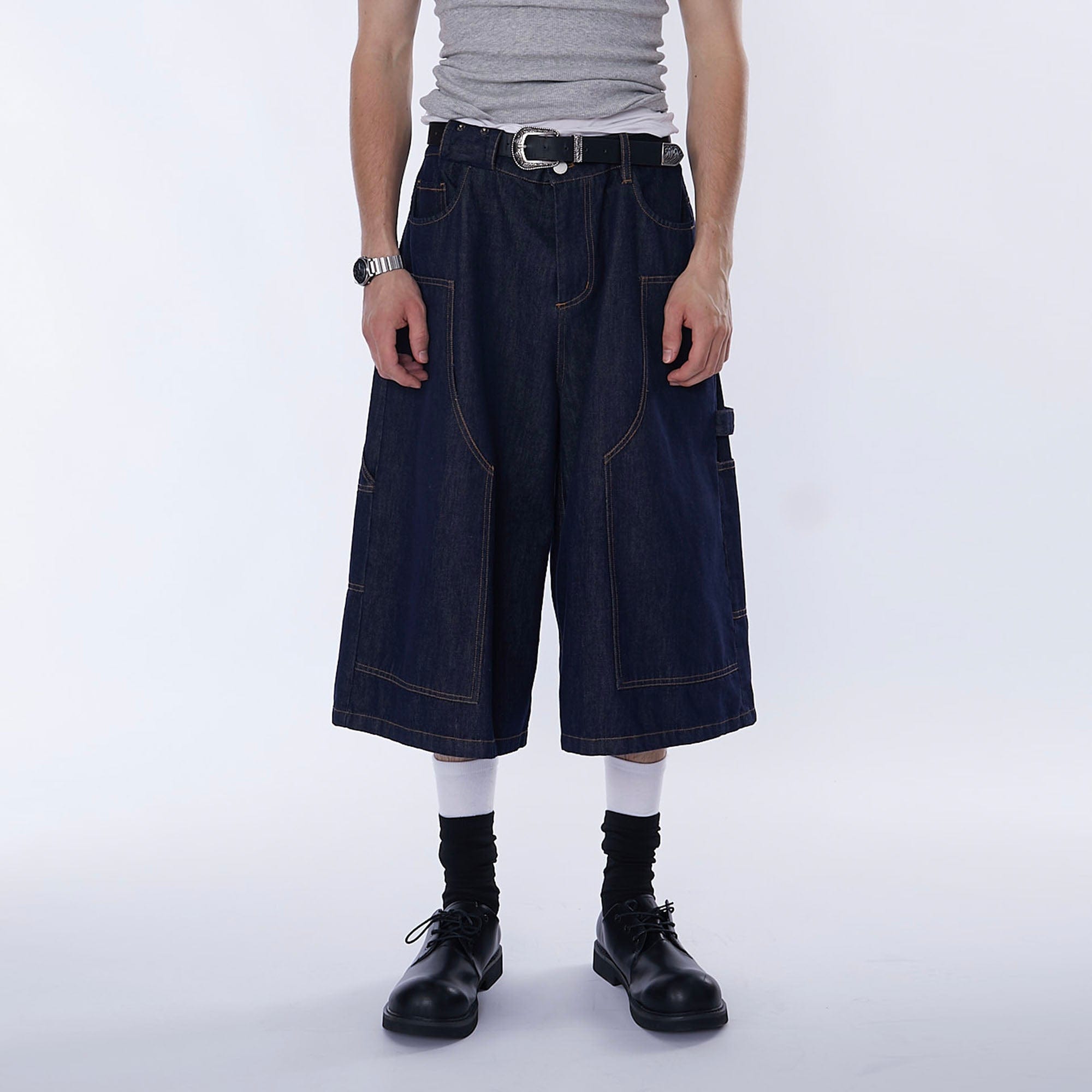 ASSEEN Double-Knee Raw Denim Shorts, premium urban and streetwear designers apparel on PROJECTISR.com, ASSEEN