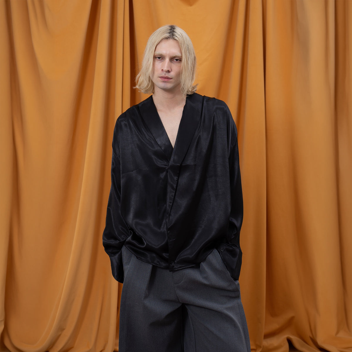 CLP Retro Satin Lapel Oversized Shirt