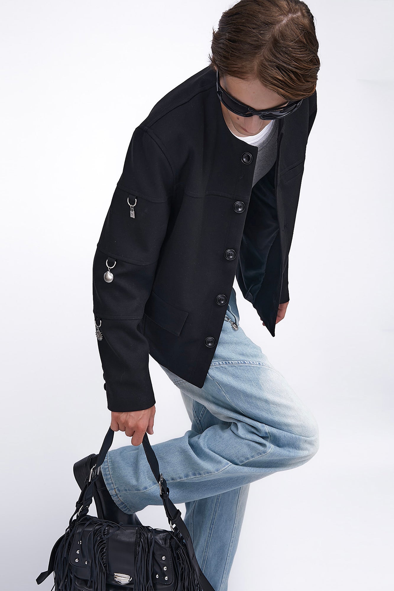 ASSEEN Padded-Shoulder Charm Jacket