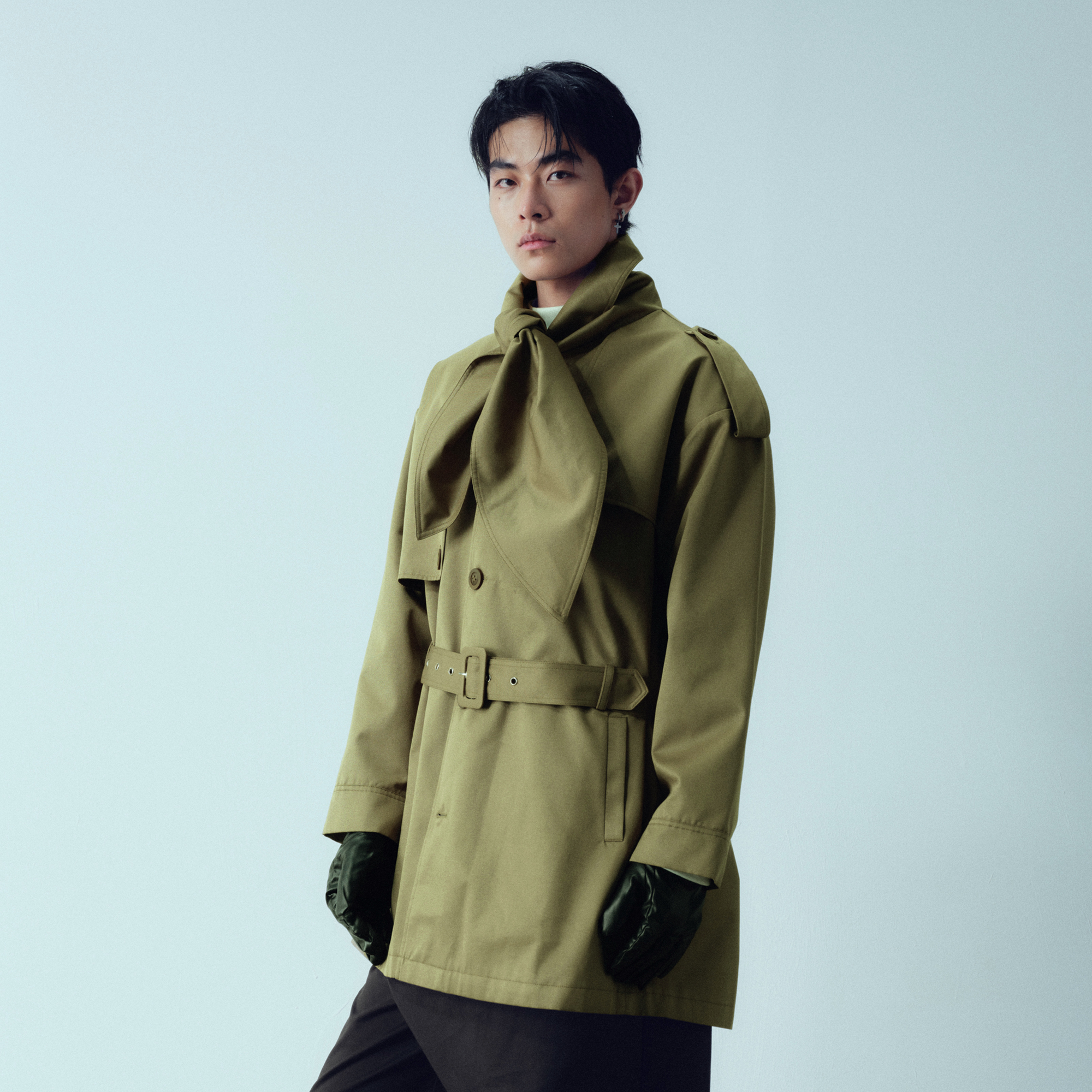 KADAKADA Scarf-Tie Waterproof Belted Trench