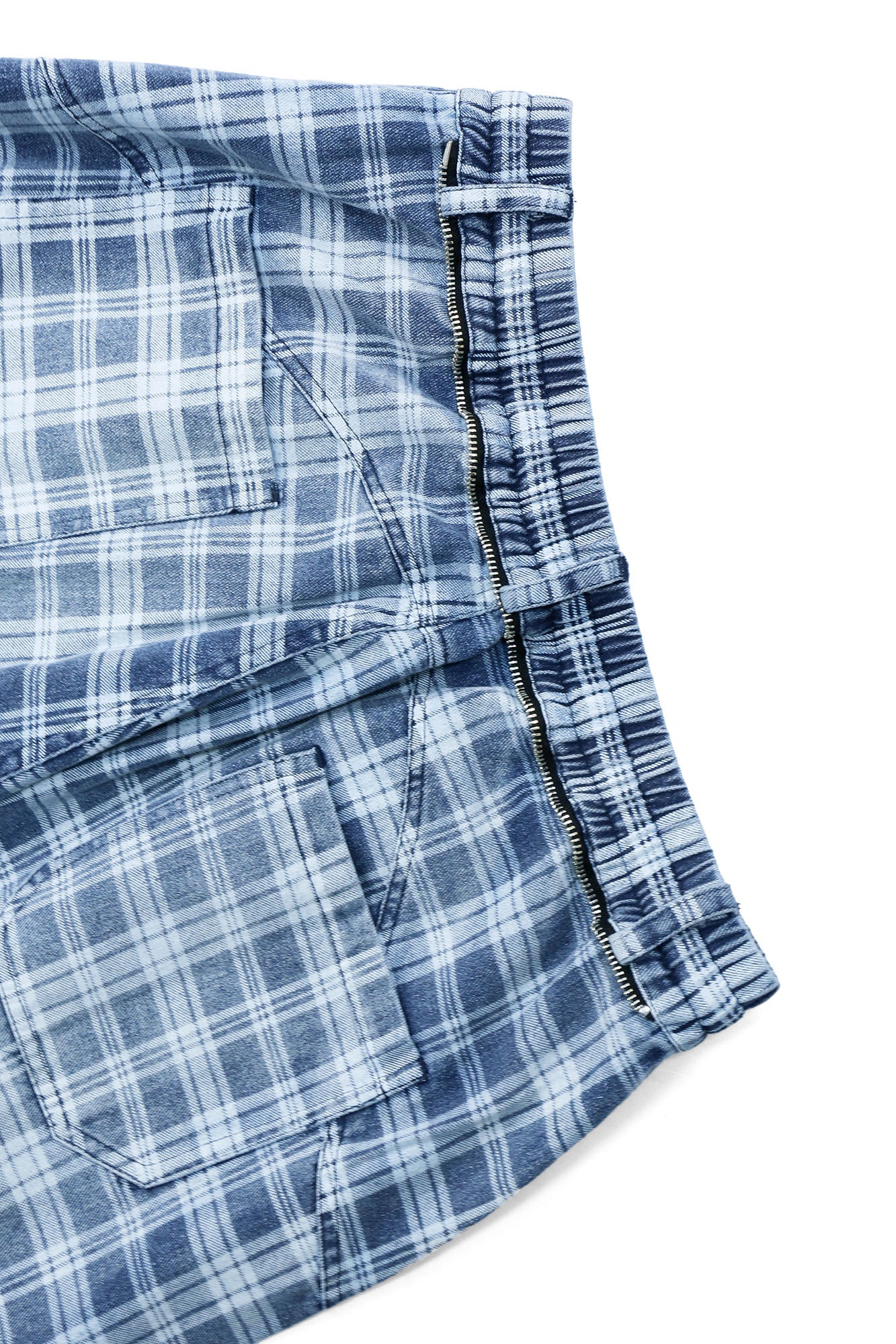 RELABEL Washed Plaid Paneled Oversized Jeans, premium urban and streetwear designers apparel on PROJECTISR.com, RELABEL