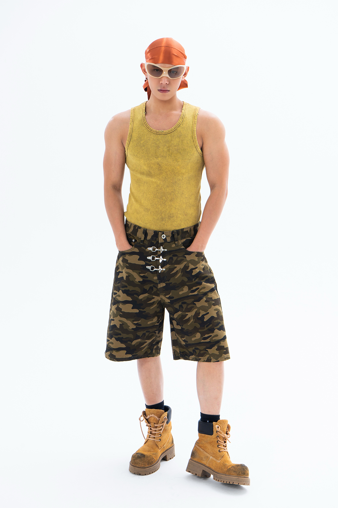 CLP Retro Camo Metal Clasp Denim Shorts