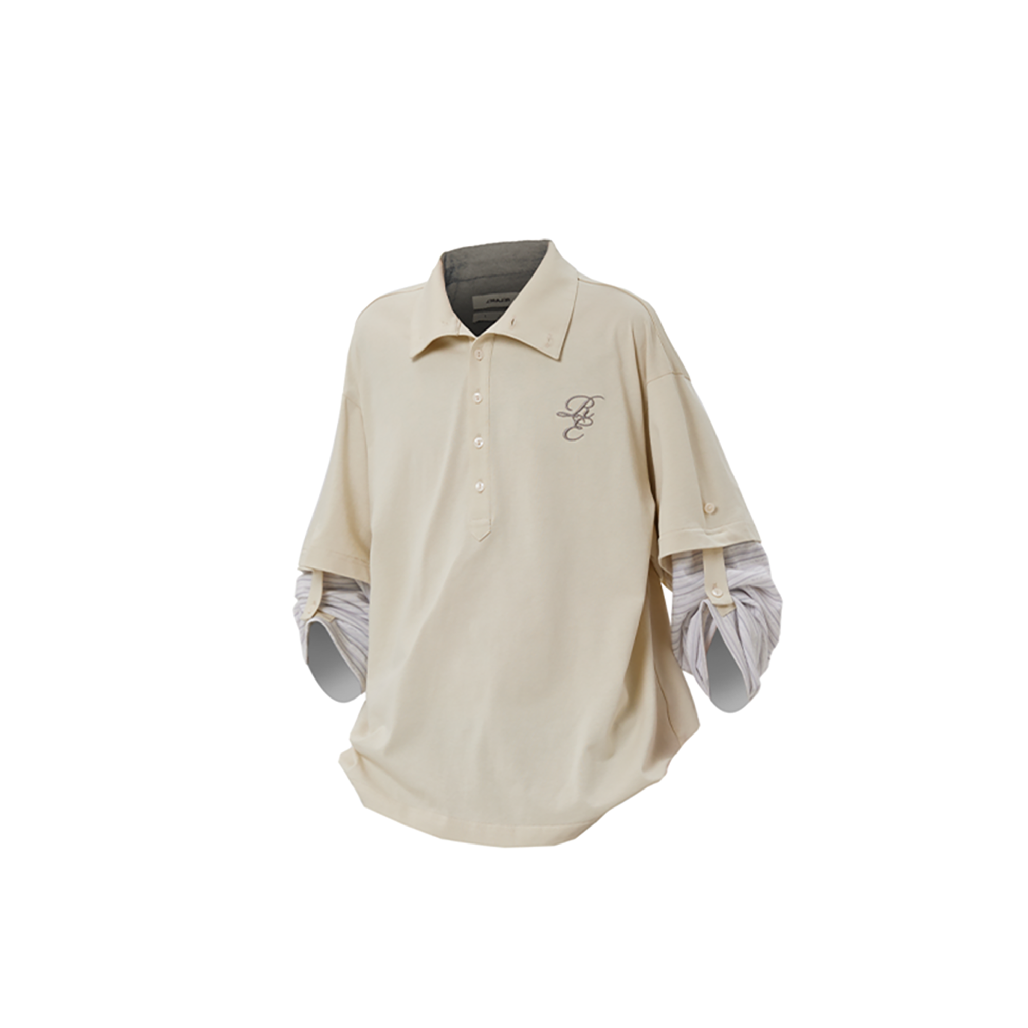 RELABEL Layered Sleeve Embroidered Polo Shirt