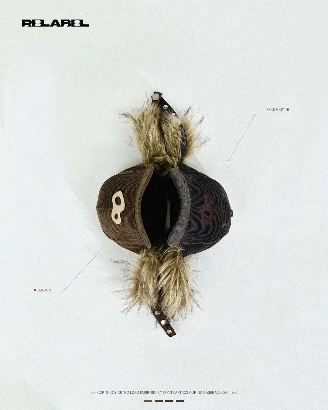 RELABEL Faux-Fur Earflaps Corduroy Cap