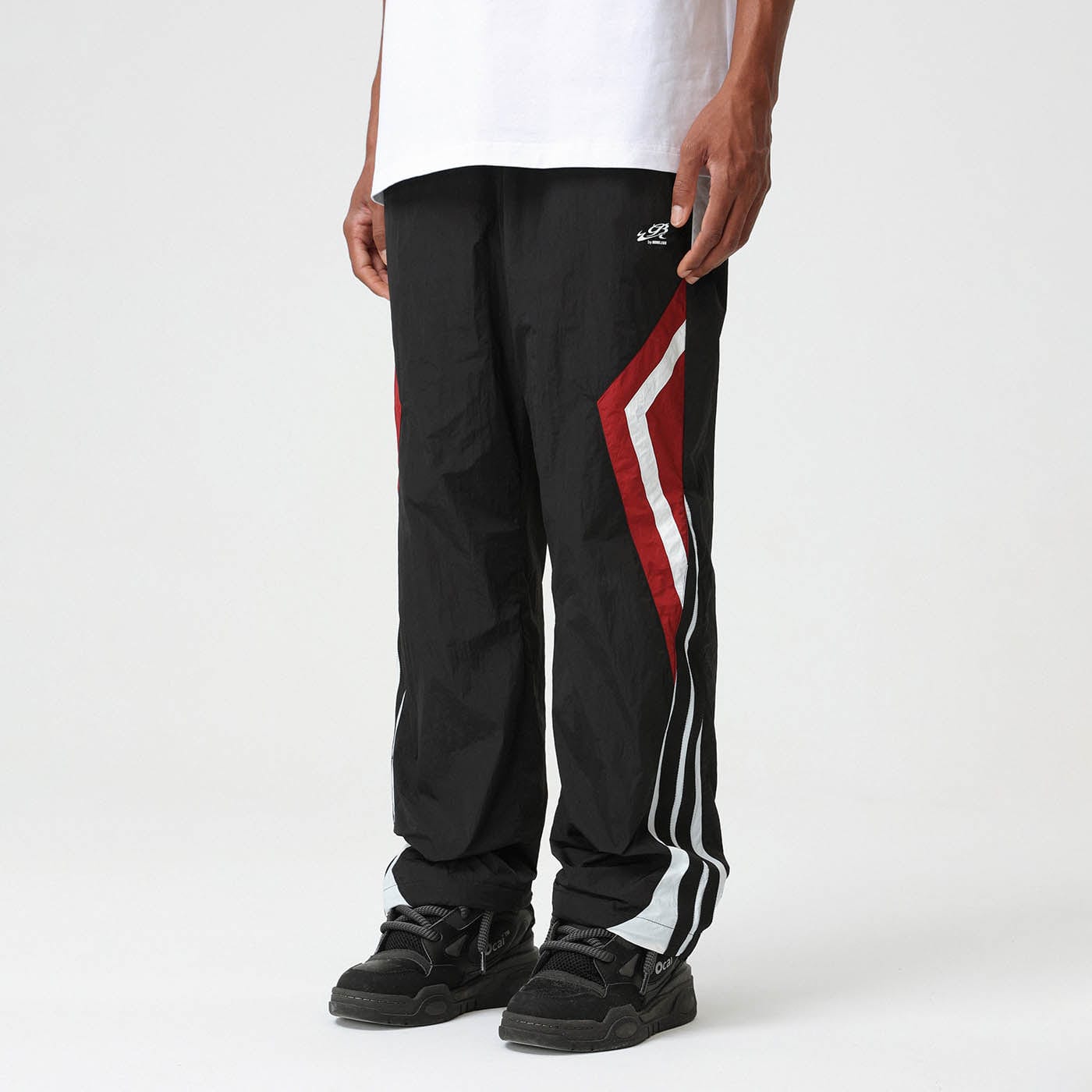 BONELESS Deconstructed Contrast Straight Pants, premium urban and streetwear designers apparel on PROJECTISR.com, BONELESS