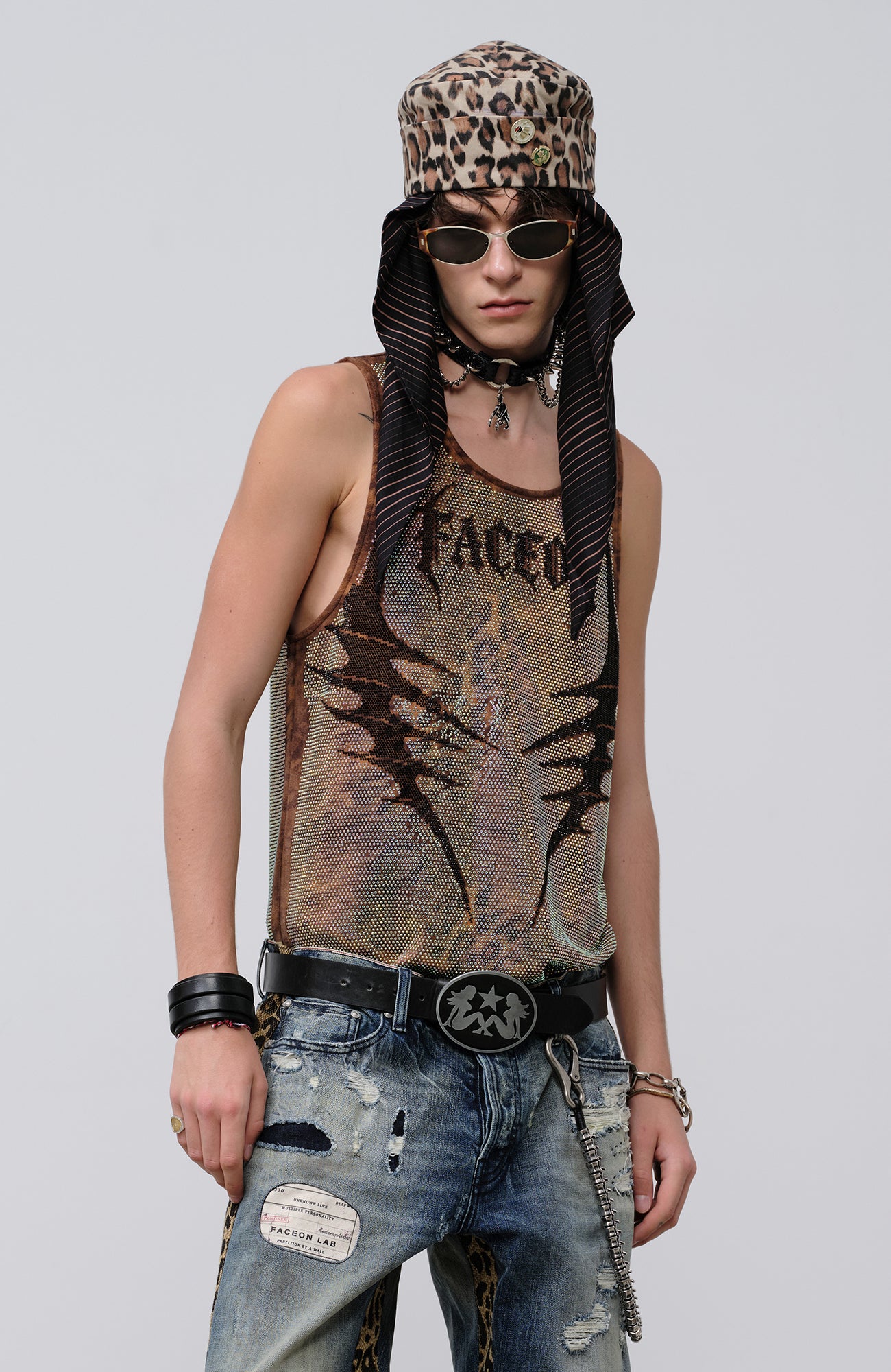 FACEONLAB Venom Diamond Punk Tank Leopard, premium urban and streetwear designers apparel on PROJECTISR.com, FACEONLAB