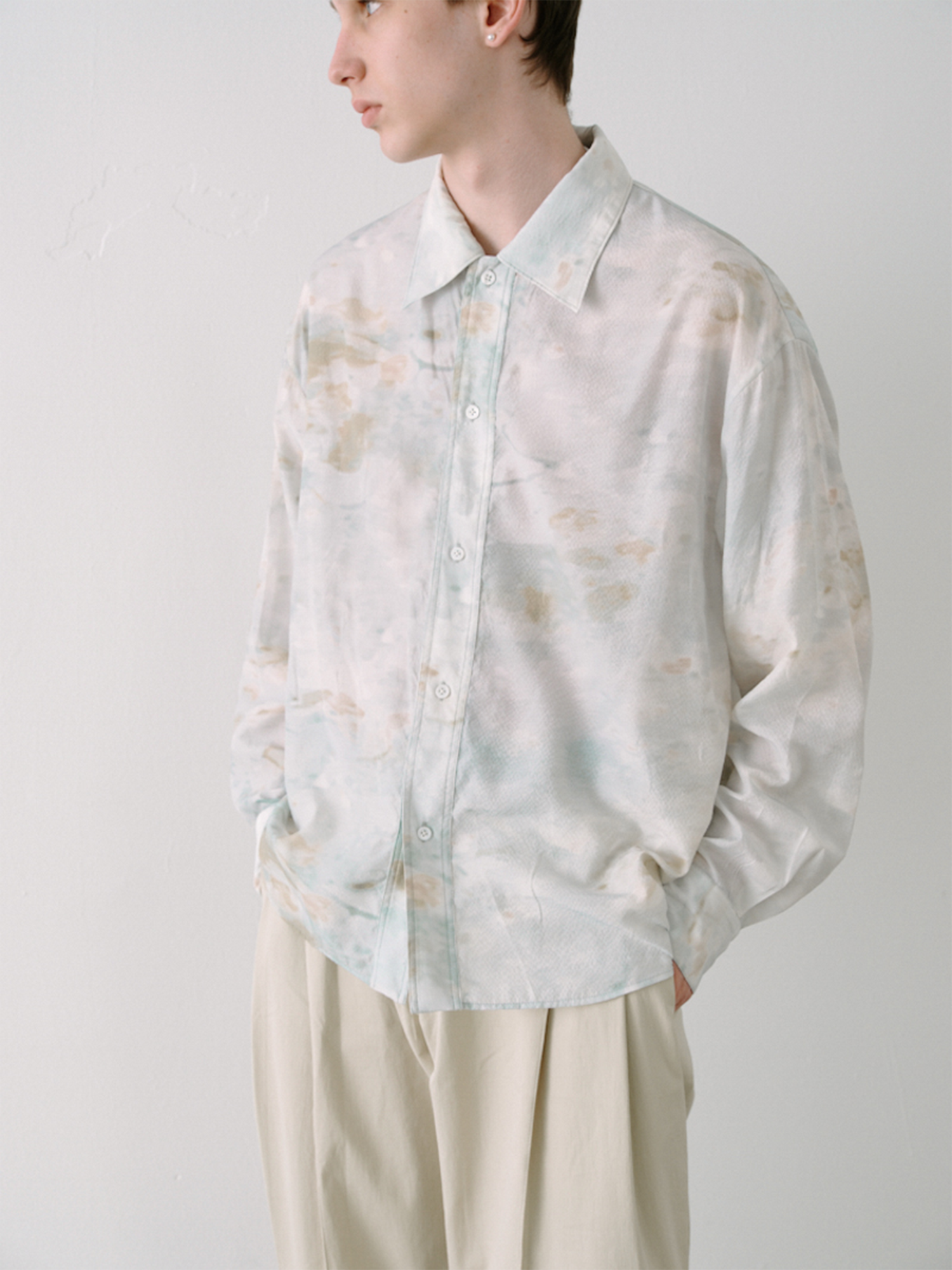 GRAINMUSTARD Washed Tie-Dye Draped Shirt, premium urban and streetwear designers apparel on PROJECTISR.com, GRAINMUSTARD