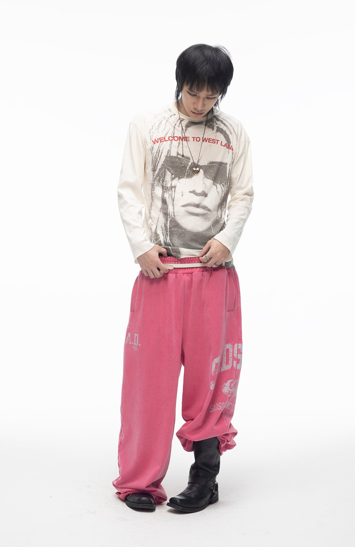 SADSOUP Retro Portrait Graphic Long-Sleeve Tee