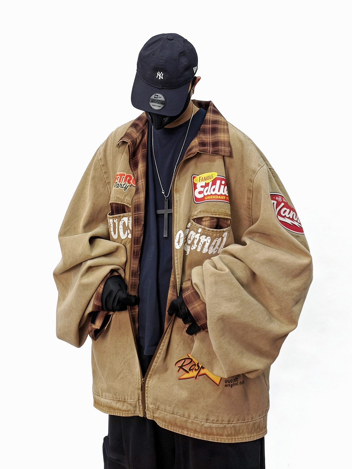 UUCSCC Retro Oversized Denim Varsity Jacket, premium urban and streetwear designers apparel on PROJECTISR.com, UUCSCC
