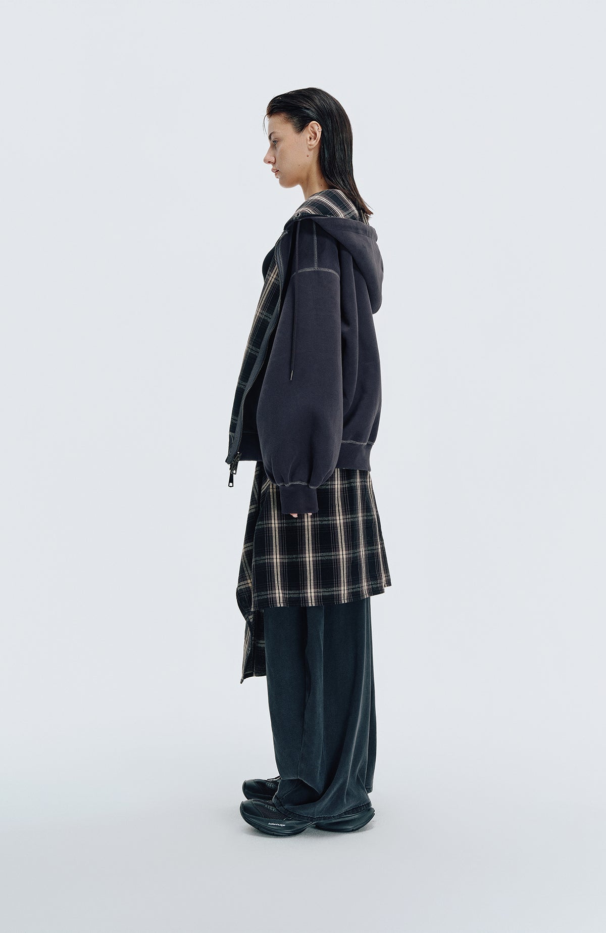 HAHAHA STUDIOS Plaid Reversible Hooded Jacket