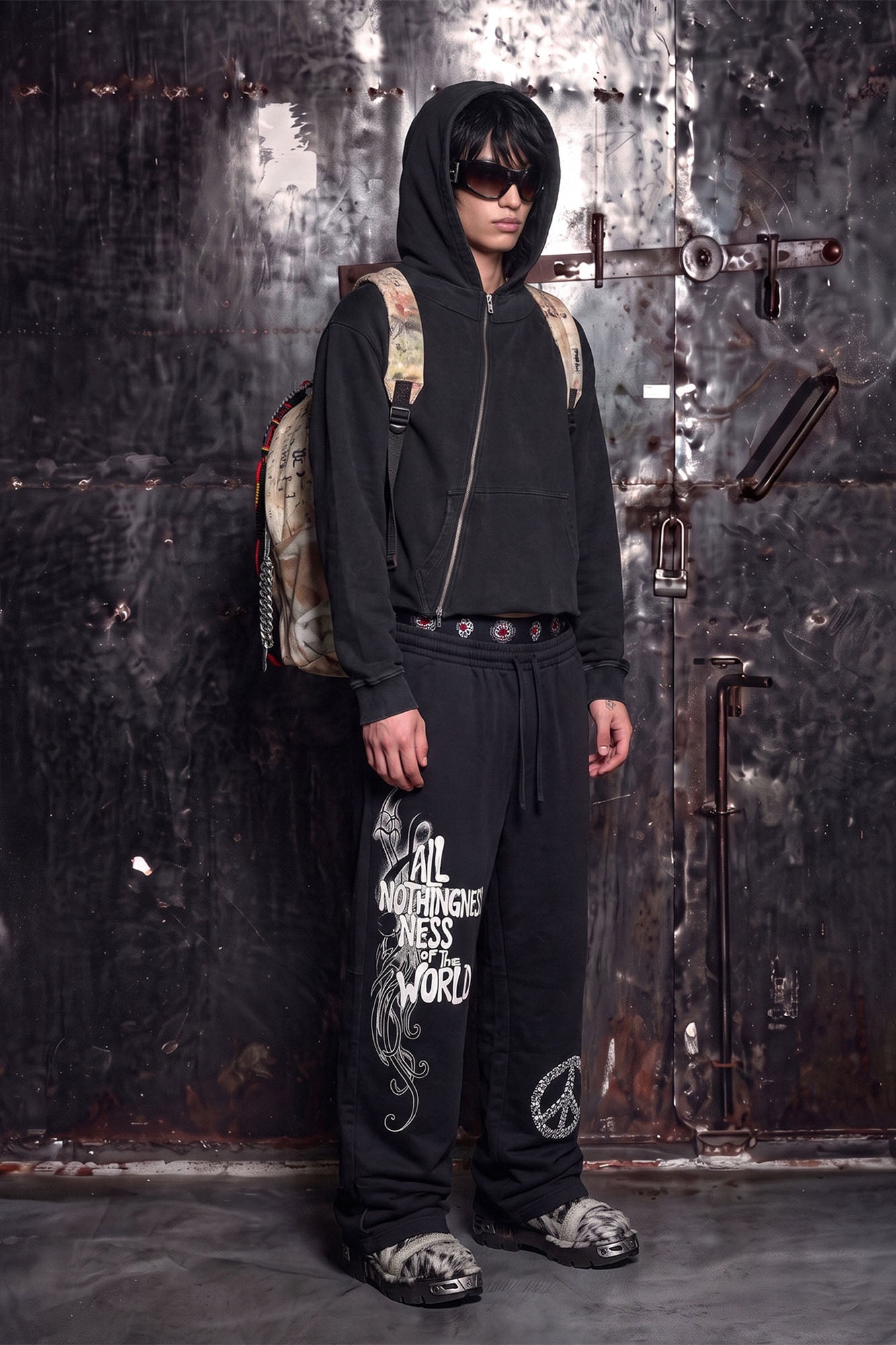 NOTHINGNESS WORLD Graffiti Script Baggy Sweatpants