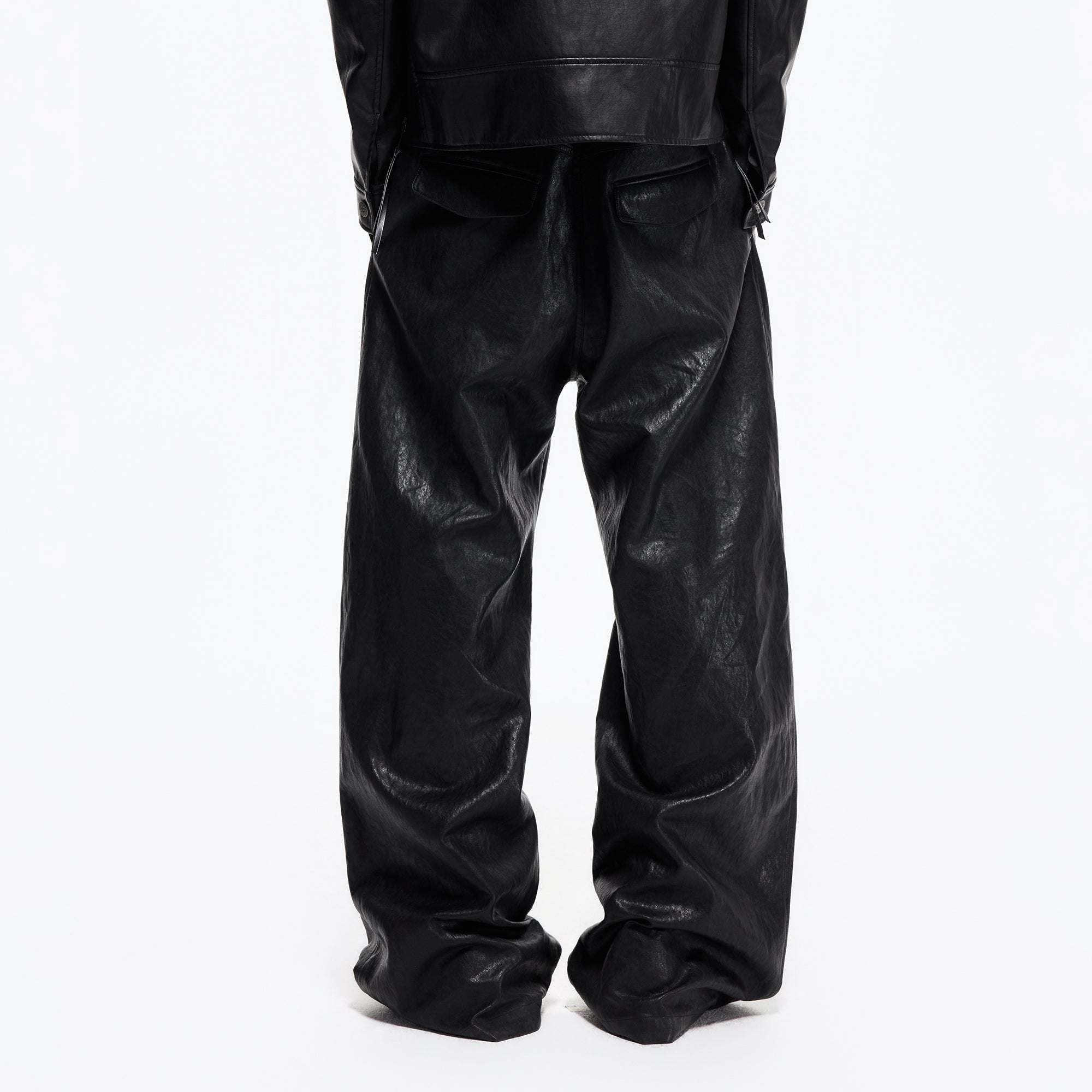 2000RSK Pleated Straight-Leg Faux Leather Trousers