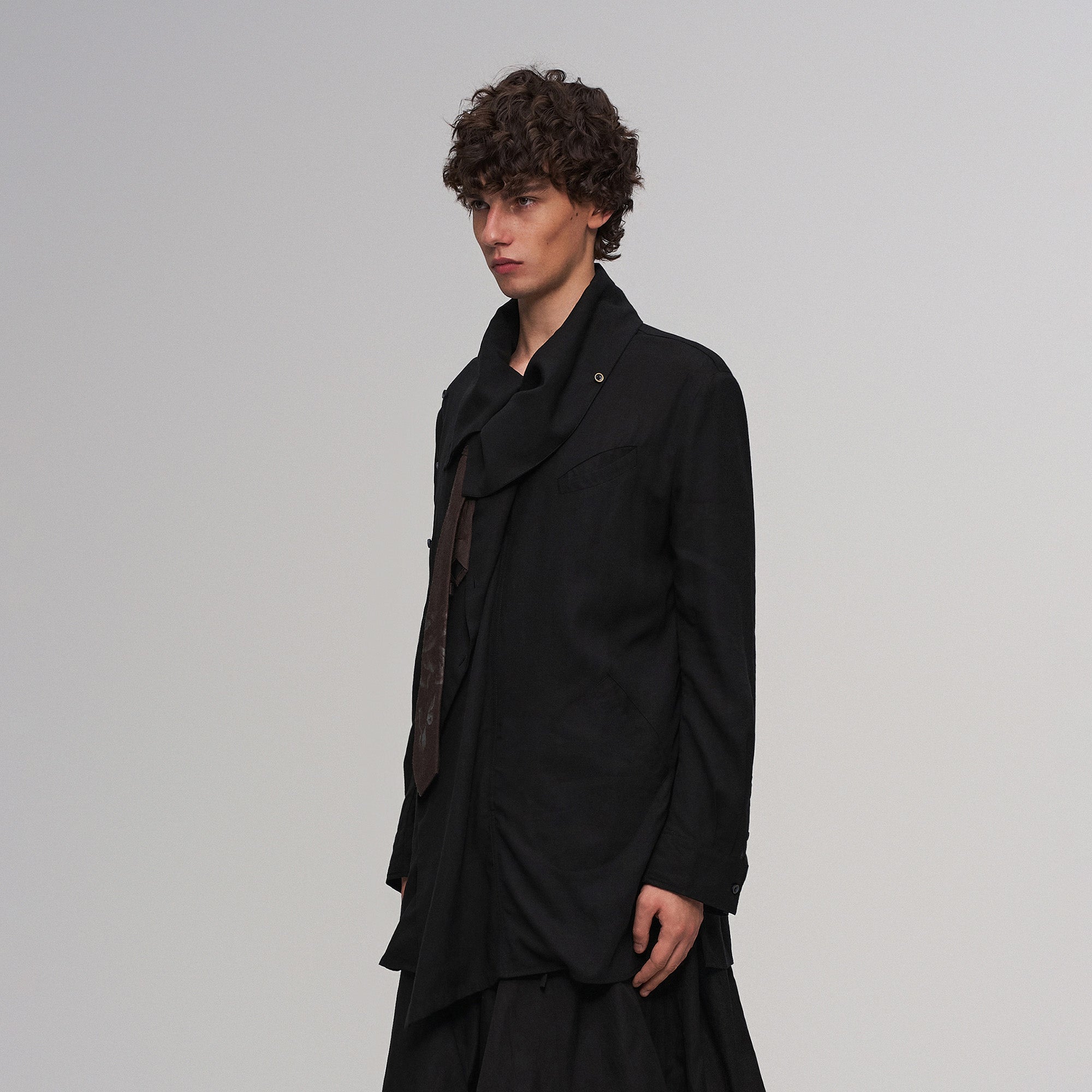 ILNya Nieternite Nifutur Asym Layered Wrap-Collar Shirt Coat Black