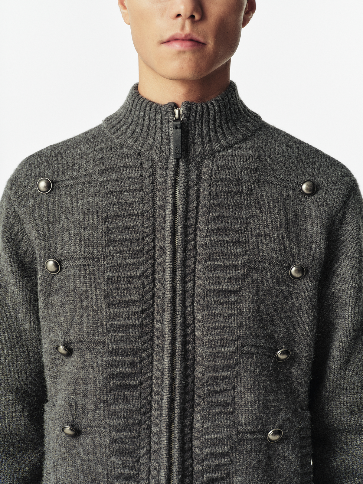 CATSSTAC Napoleon Collar Wool-Blend Chunky Knit Cardigan