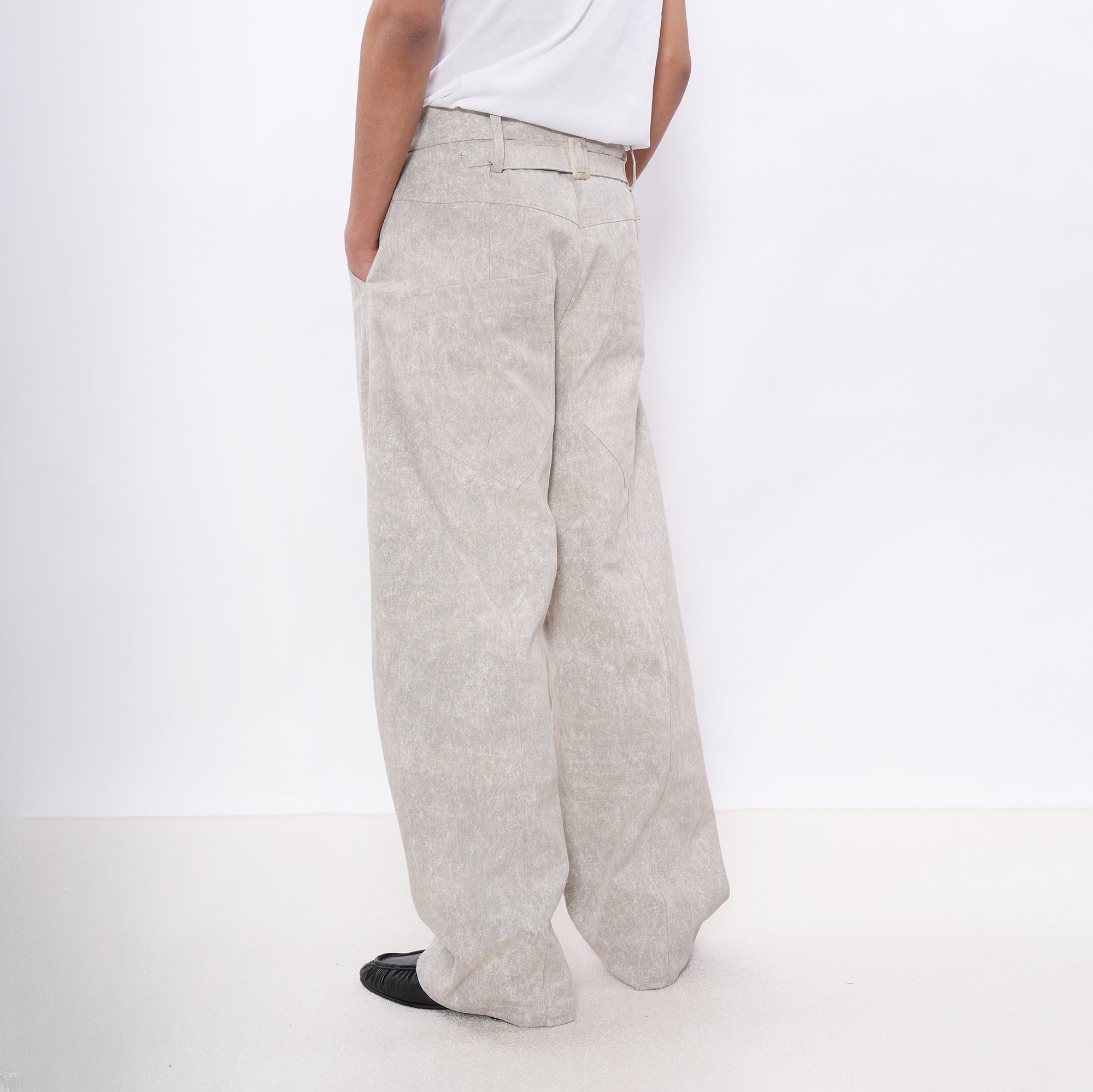 7440 37 1 Cement-Texture Curved-Leg Pants, premium urban and streetwear designers apparel on PROJECTISR.com, 7440 37 1