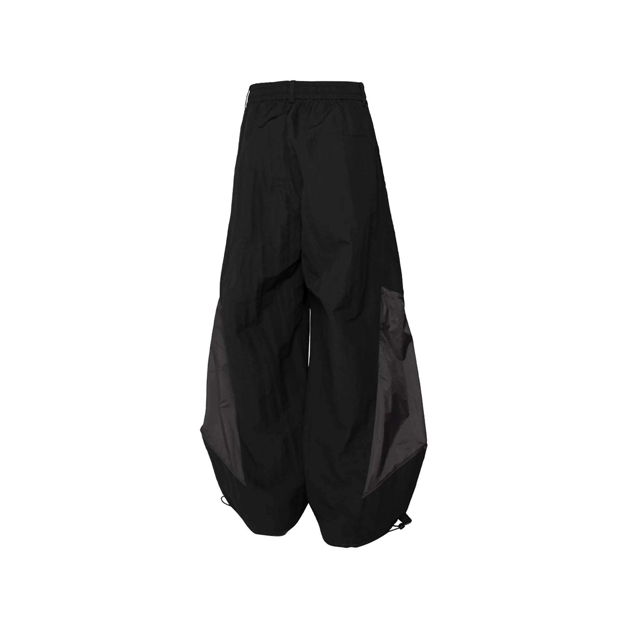 RELABEL Deconstructed Paneled Drawstring Parachute Pants, premium urban and streetwear designers apparel on PROJECTISR.com, RELABEL