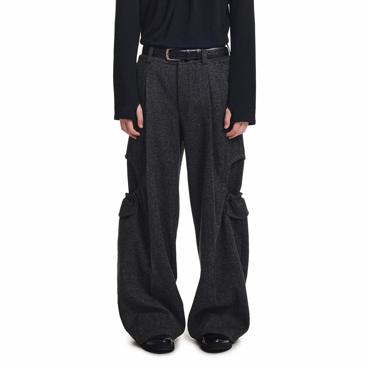 KREATE Drawstring Wool-Blend Wide-Leg Trousers
