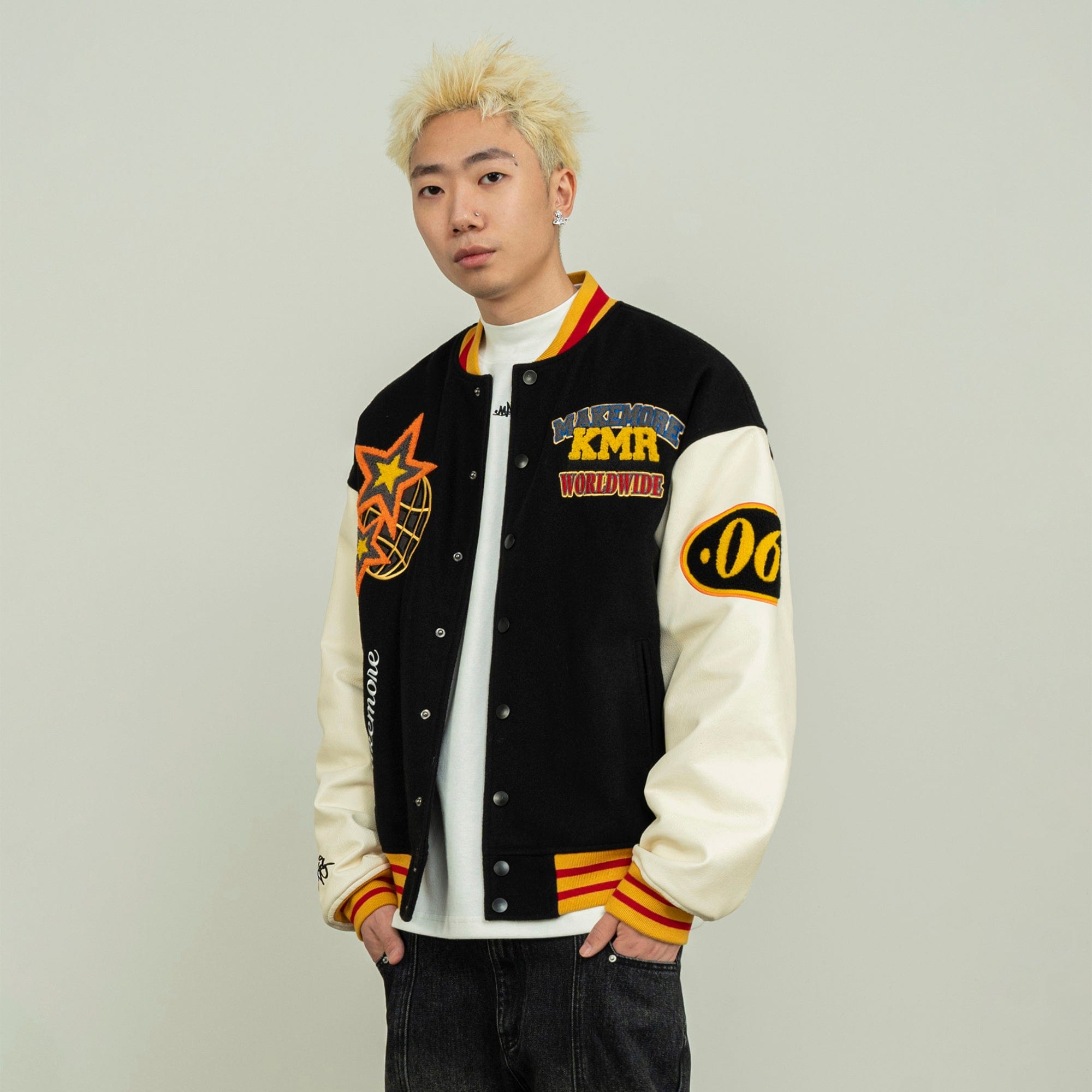 MAKEMORE KMR Patchwork Baseball Jacket