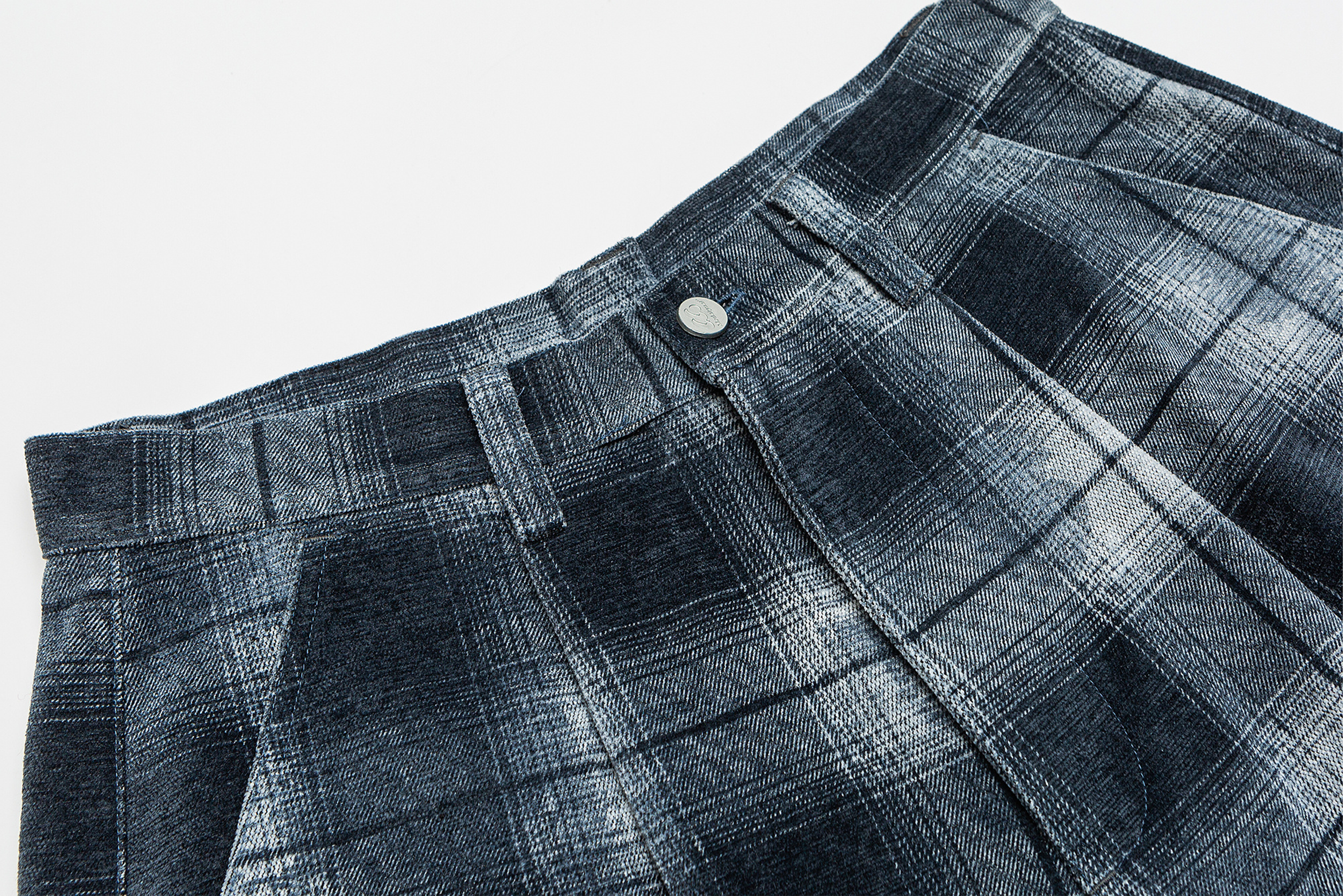 ME DA IGUAL Washed Plaid Tappered Pants Gray