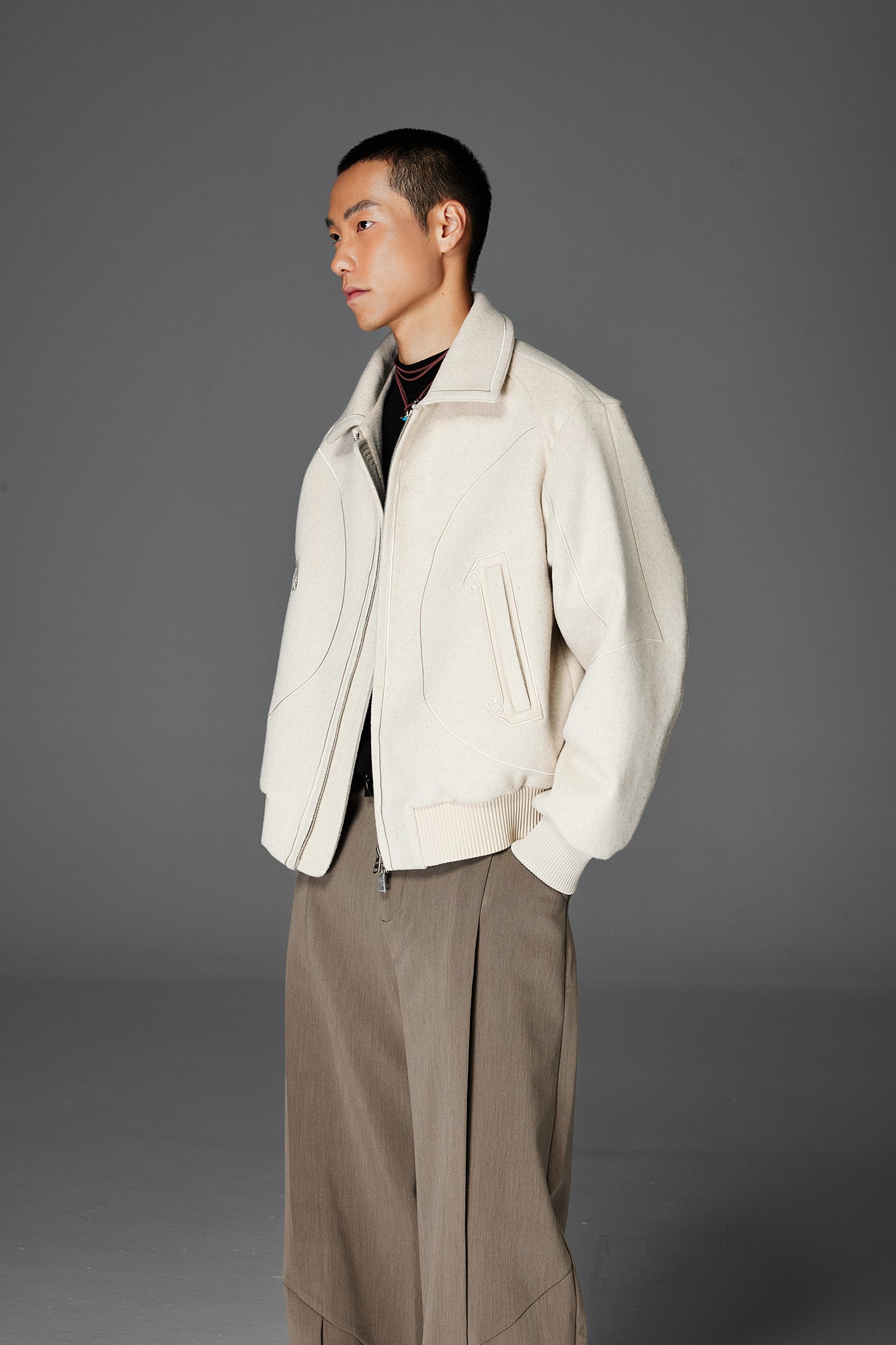 CATSSTAC Topstitch Ornate Pocket Wool-Blend Jacket
