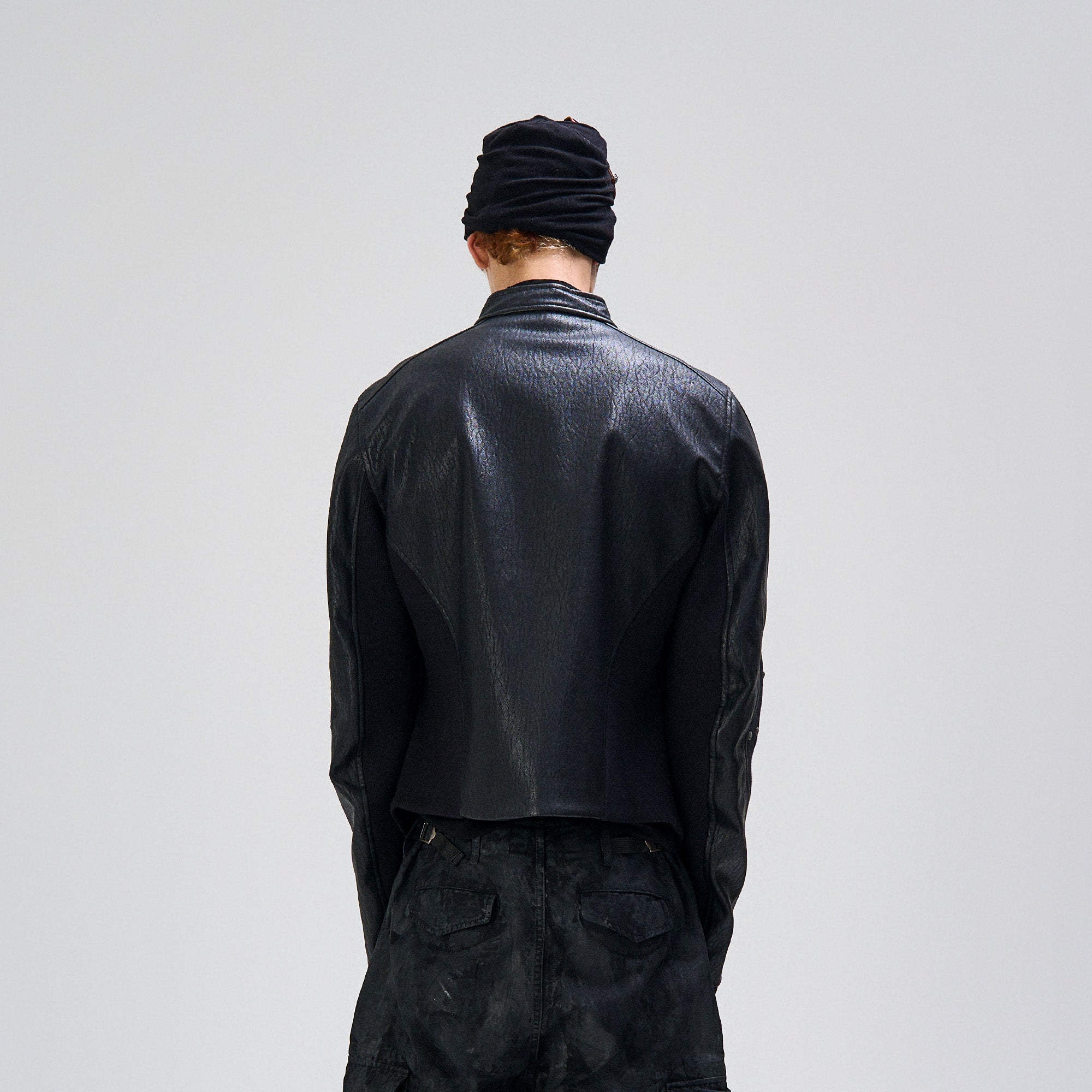 FLYERRER Structured Panel Faux Leather Biker Jacket, premium urban and streetwear designers apparel on PROJECTISR.com, FLYERRER