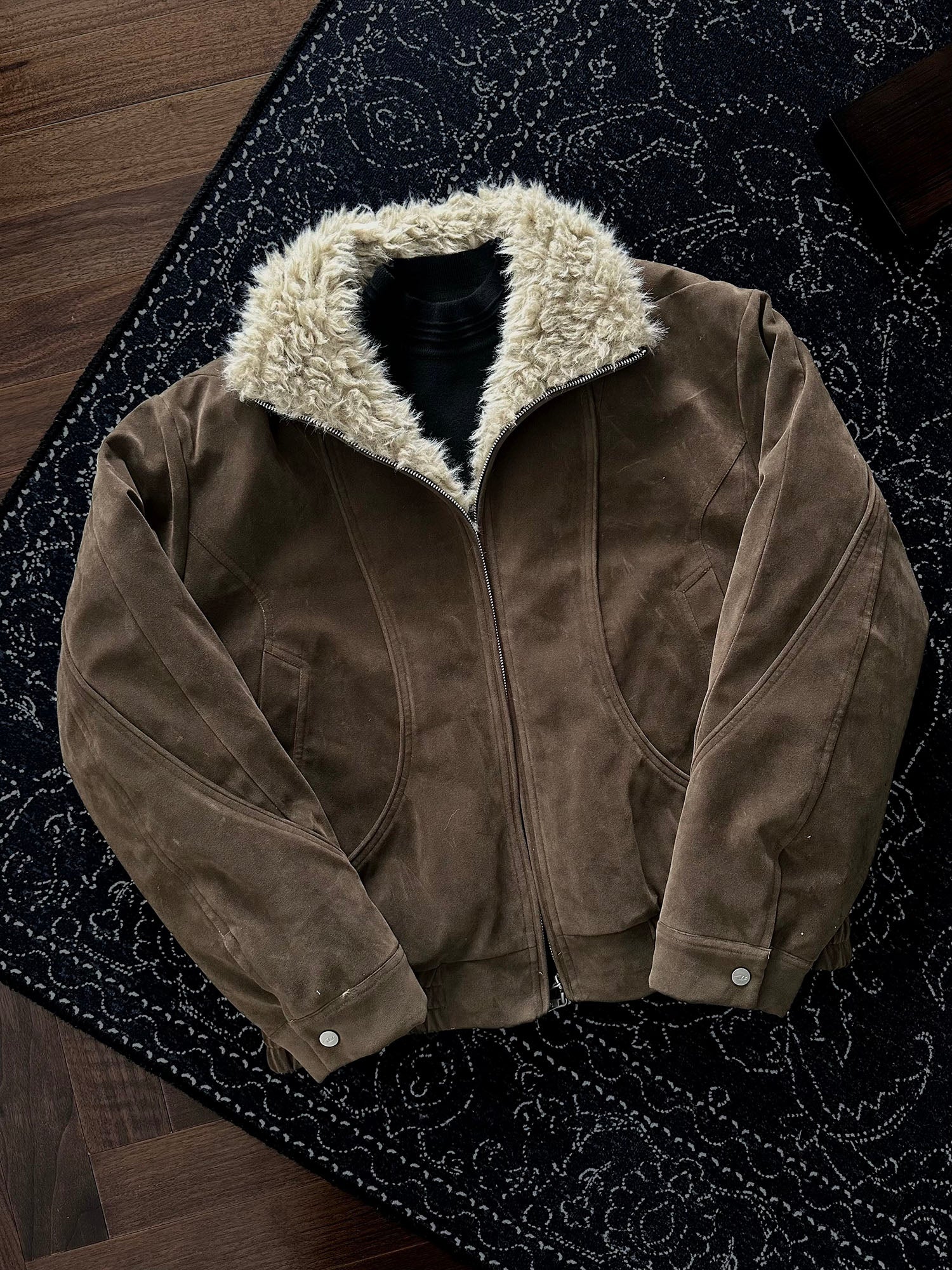 CATSSTAC Curved Panel Suede Jacket, premium urban and streetwear designers apparel on PROJECTISR.com, CATSSTAC