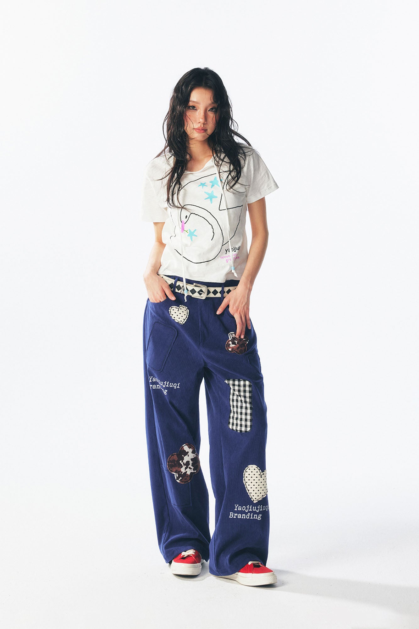1997 POSTOFFICE Whimsical Patch Straight-Leg Pants